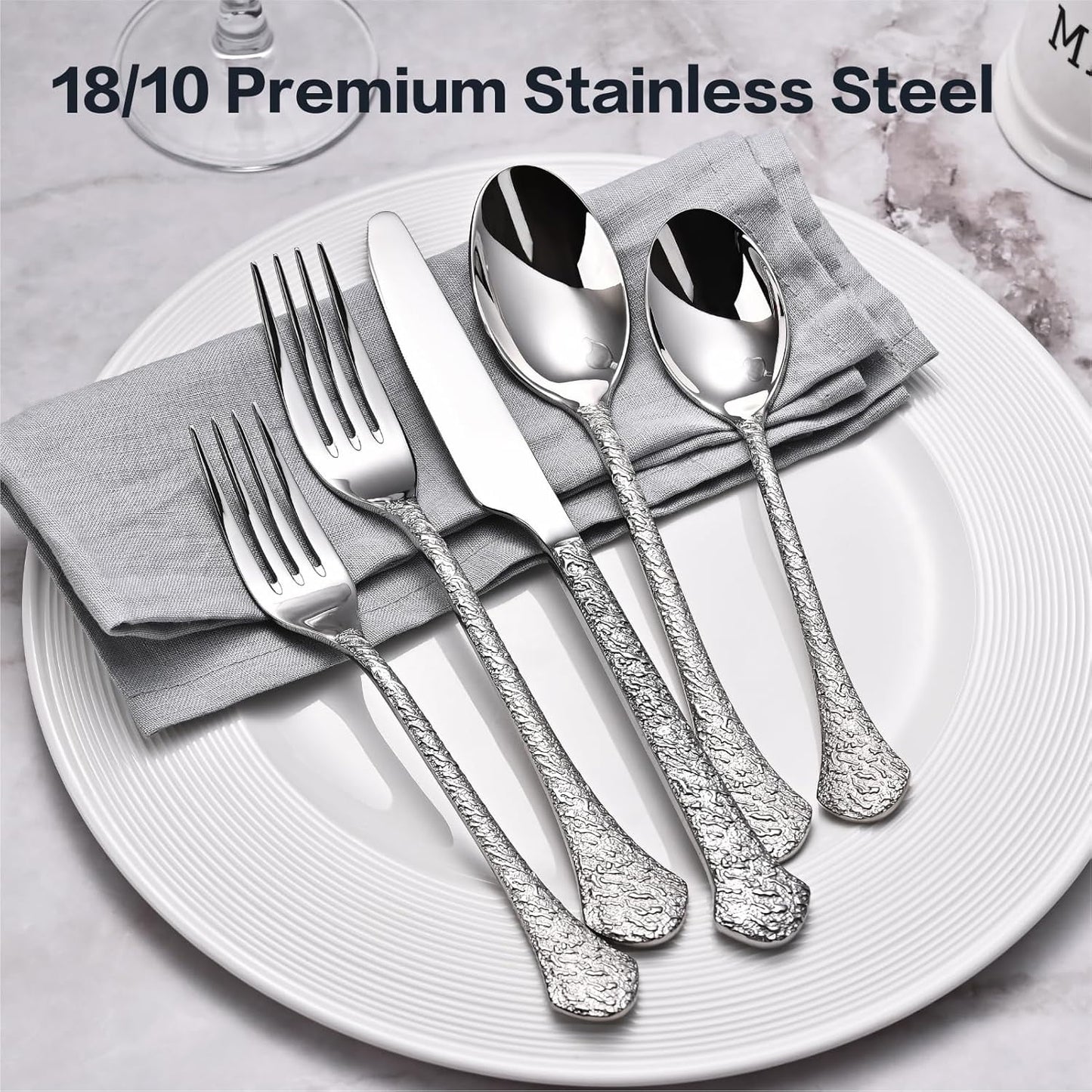 30 Pieces Silverware Set, 18/10 Stainless Steel Modern Flatware, Service for 6