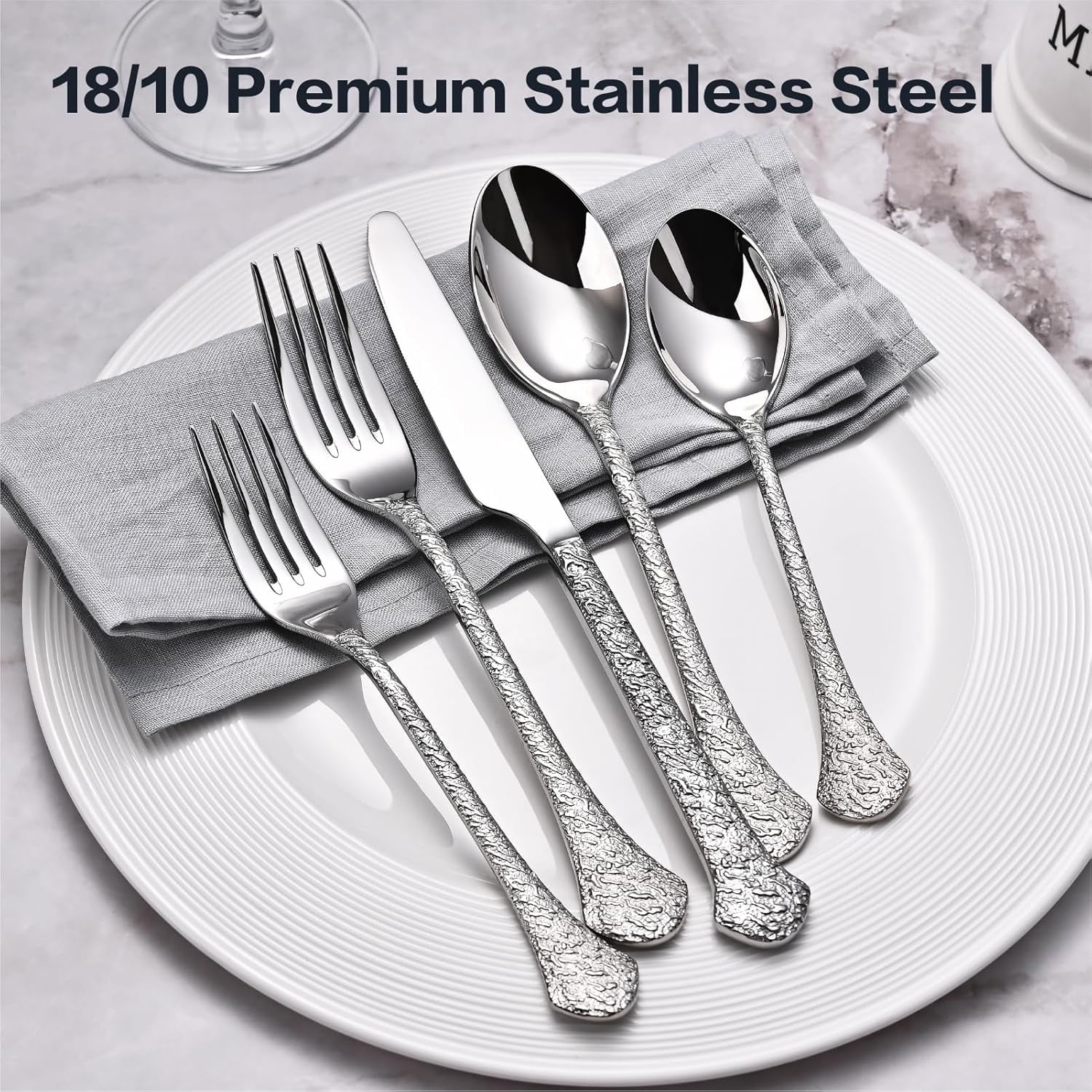 30 Pieces Silverware Set, 18/10 Stainless Steel Modern Flatware, Service for 6
