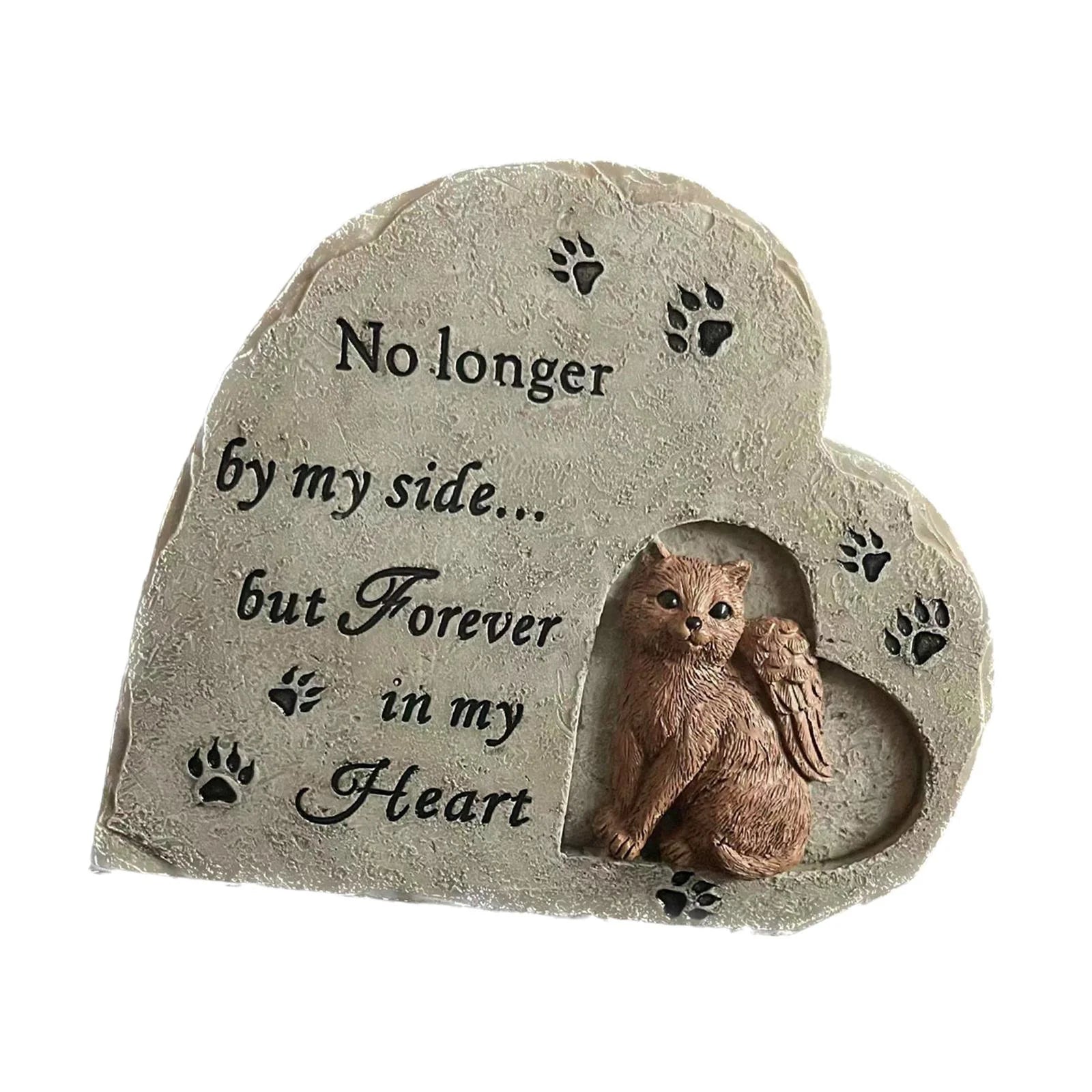 Pet Cat Memorial Stone Resin Cat Statues with Angel for Porch Outdoors Lawn