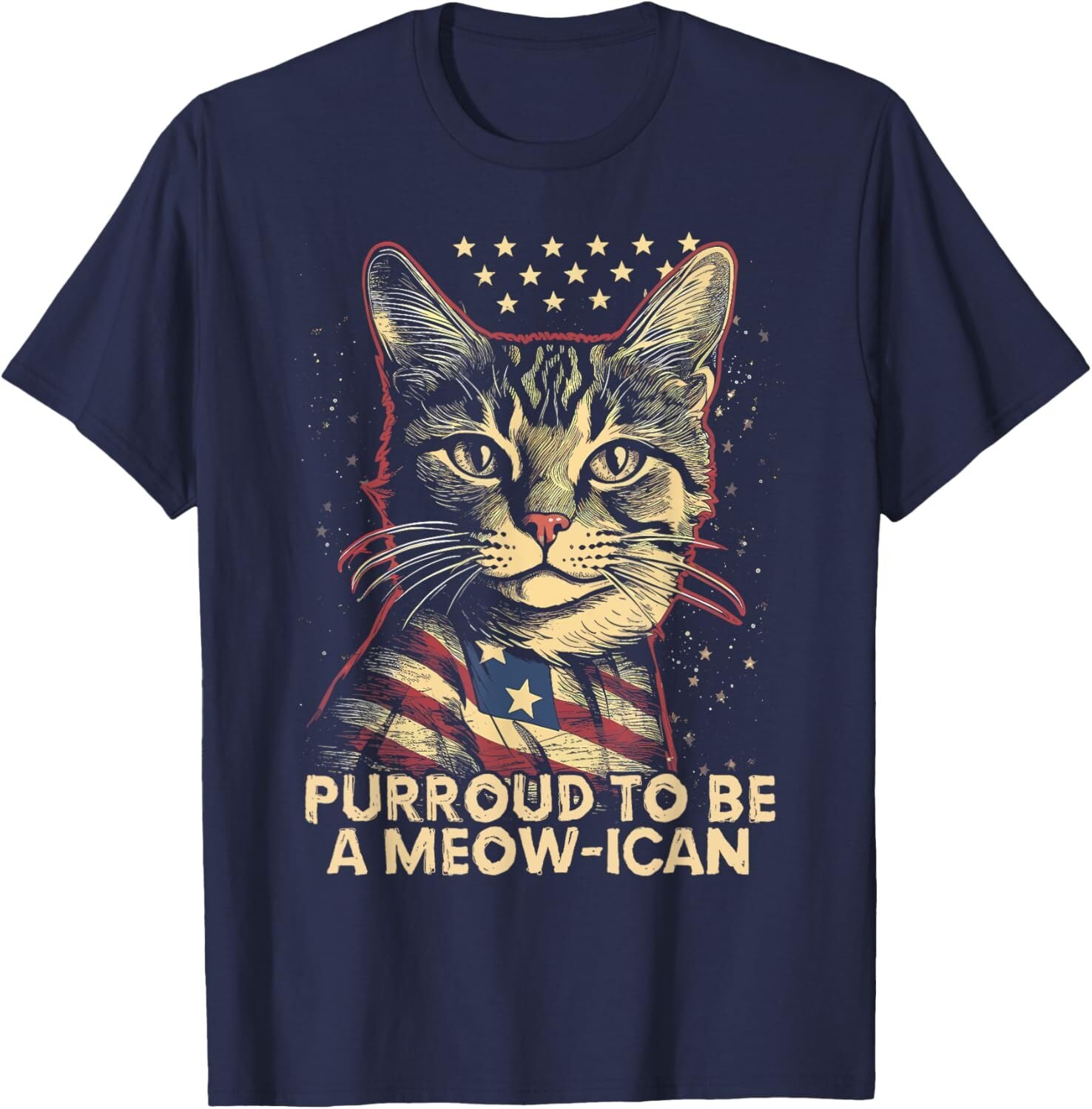 4Th July Cat Lover, Purroud to Be a Meow-Ican, American Cat T-Shirt Hoodie