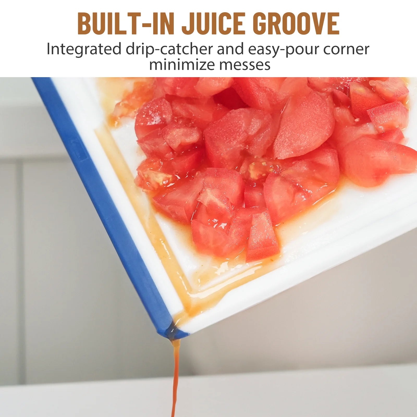 3-Piece Plastic Large Cutting Boards Set for Kitchen, Non-Slip Feet and Juice Grooves, Multicolor