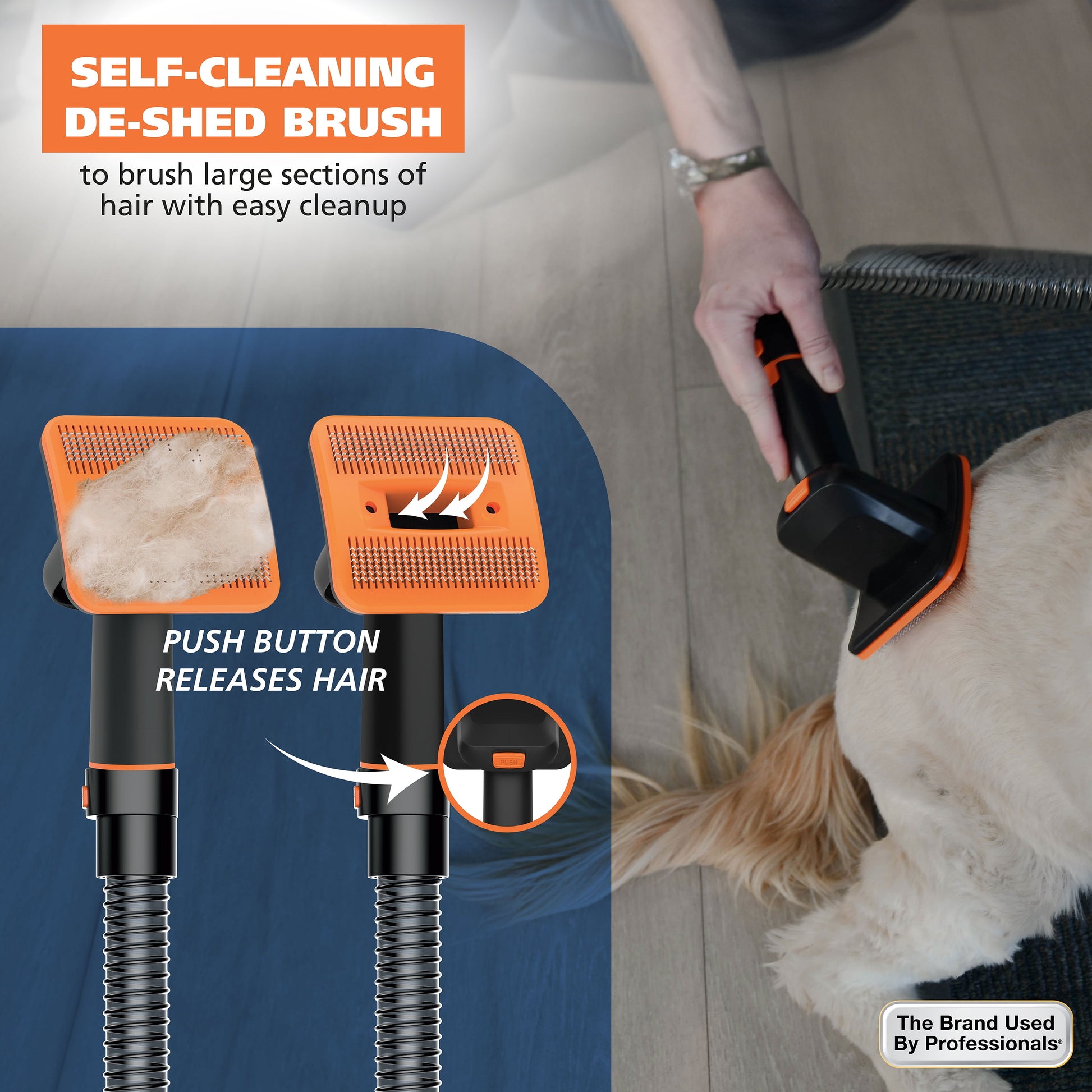 Dog Pet Groom and Vacuum Hose and Attachments, 2 Speeds, 14 Piece, Rechargeable Lithium 3026956