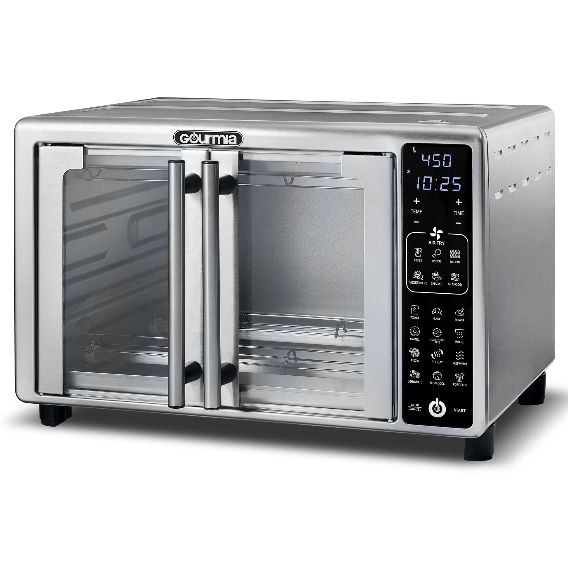 French Door 6-Slice Digital Toaster Oven Air Fryer, 19 One-Touch Presets, 24L, Stainless Steel