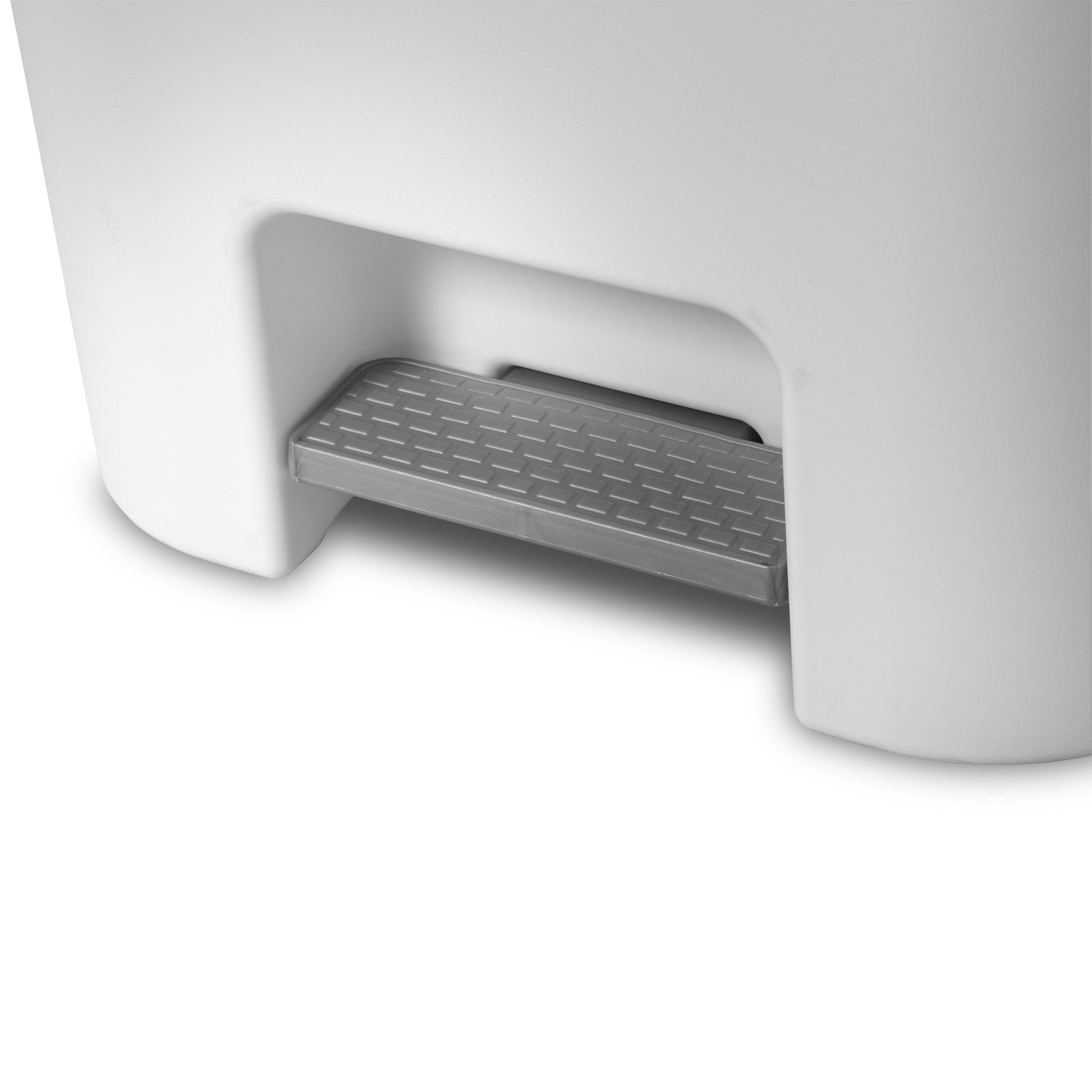 11.9 Gallon Stepon Rectangular Trash Can, Large Hands-Free Open for Kitchen, White