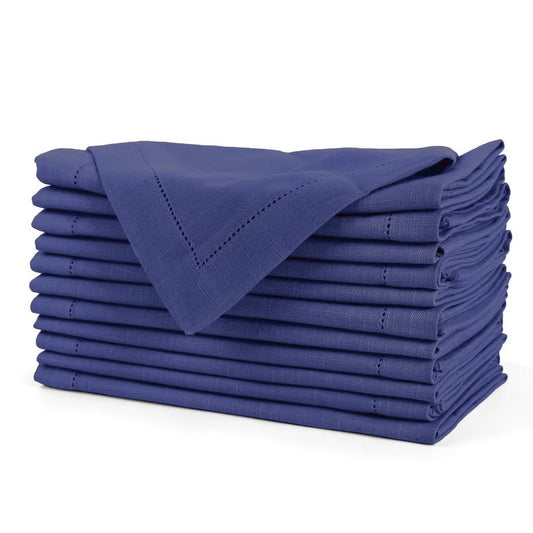 Dinner Napkins, 100% Cotton Hemstitched Cloth Napkin, 20In X 20In, 12 Pack, Navy