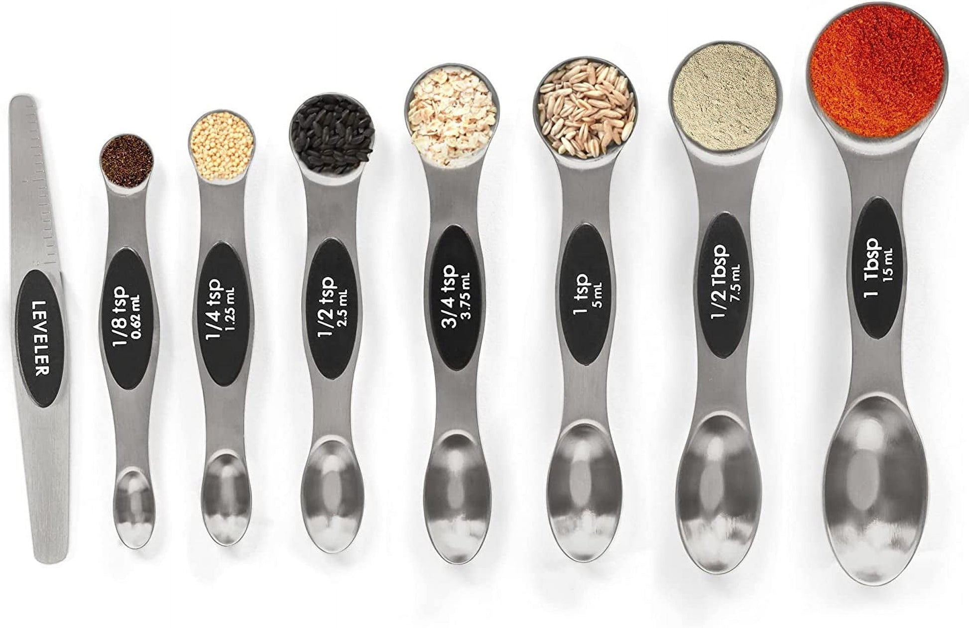 Magnetic Measuring Spoons Set Stainless Steel with Leveler-9Pcs Multicolors Measuring Cups Set for Baking, Measuring Cups and Spoon Set Kitchen Gadgets Apartment Essentials Fits in Spice Jars