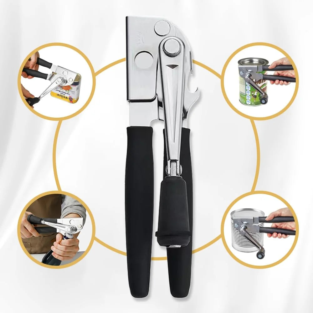 Manual Crank Can Opener,Heavy Duty Commercial with Rubber-Coated Handles