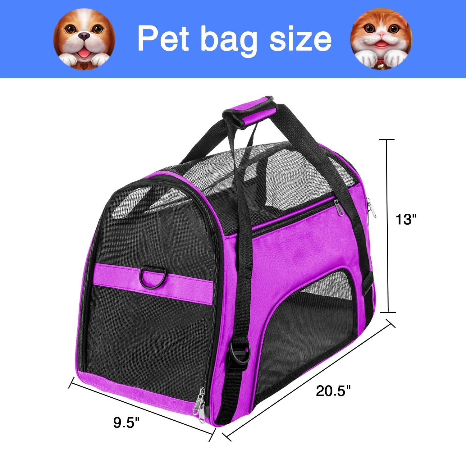 Airline-Approved Soft-Sided Pet Carrier for Small Dogs, Cats, and Small Animals