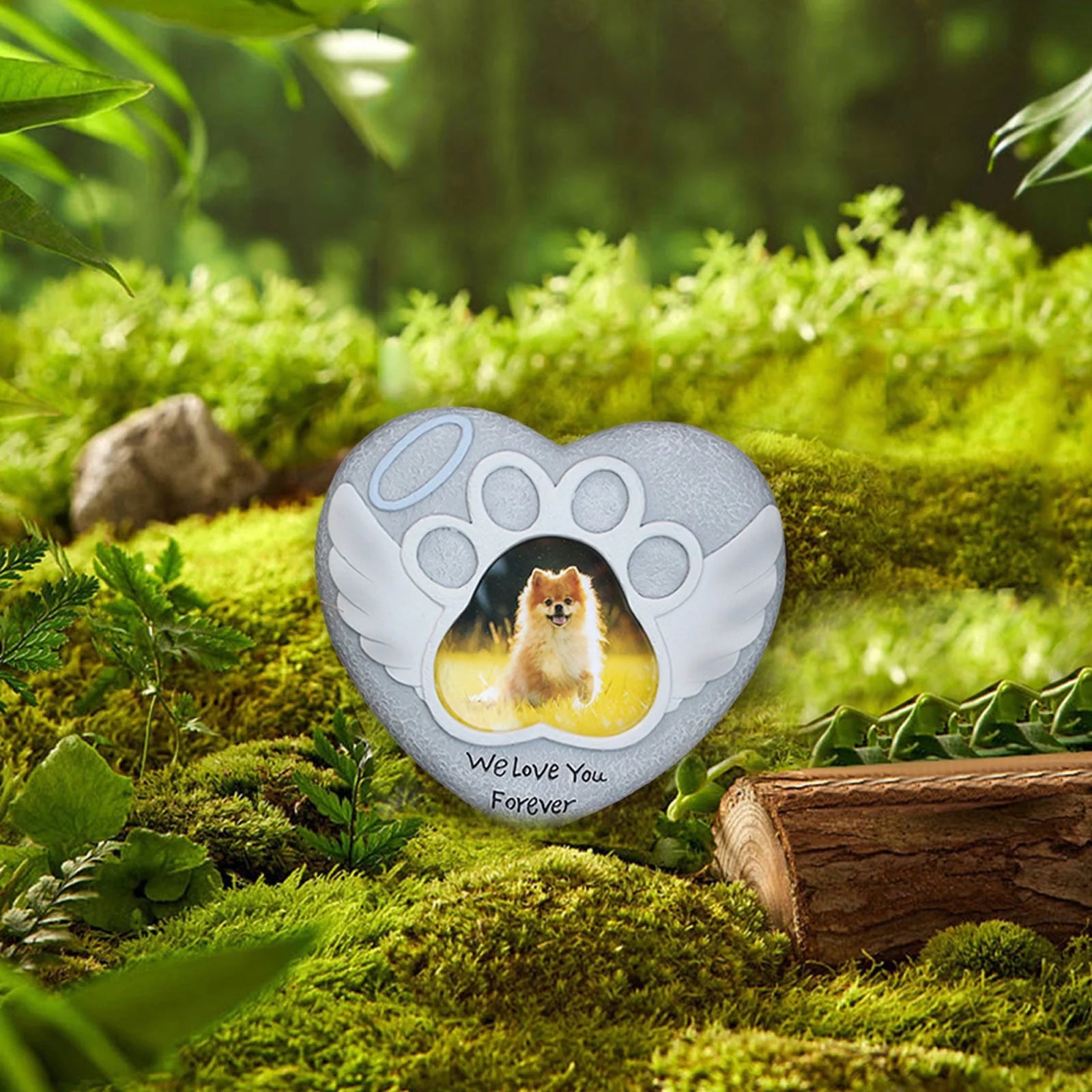 Pet Memorial Stones for Dog or Cats,Dog Memorial Stones with Photo Frame,Loss of Dog Sympathy Gift Indoor Display,Pet Grave Markers Dog Bereavement Gifts Outdoor Tombstone Heart Shaped Carve