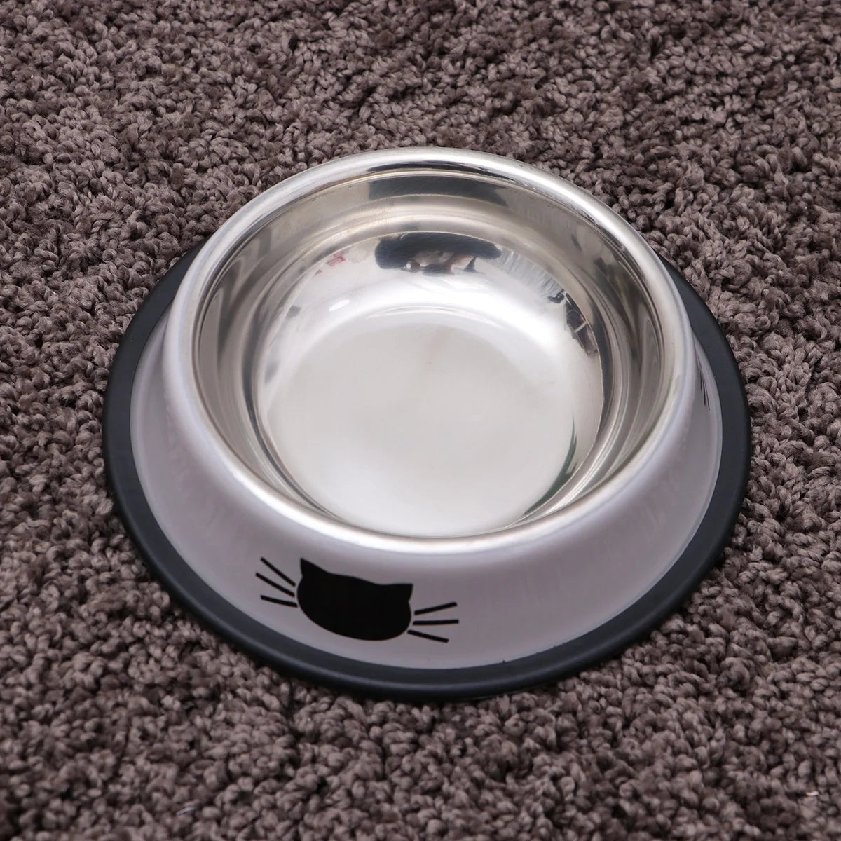 2Pc Stainless Steel Cat Bowl for Dish Water Dog Food Bowl Pet Kitten Cat Feeder (Grey and Green)