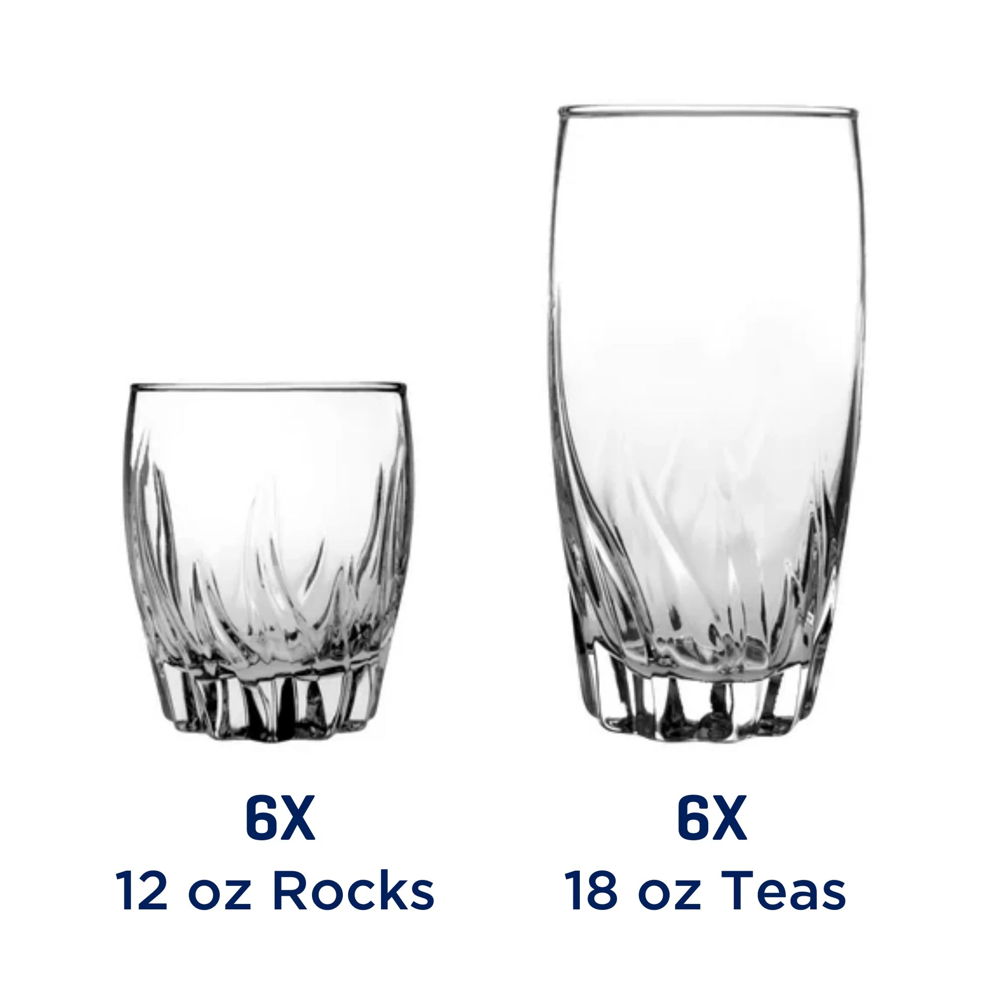 12 Piece Radiant Drinking Glasses Set, 16 Oz & 12 Oz Clear Glasses