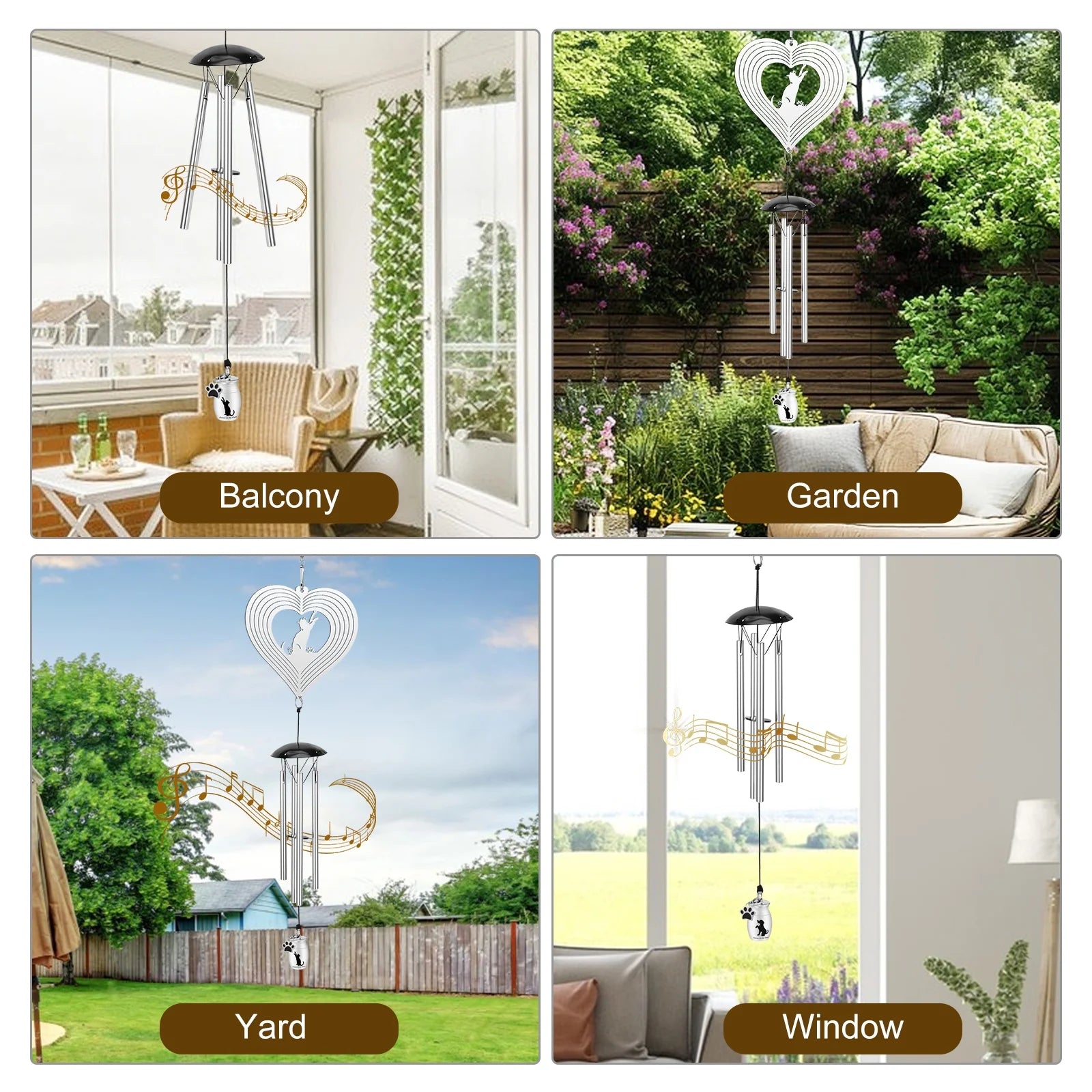Pet Memorial Wind Chimes with Pet Urns,Cat Memorial Wind Spinner Gifts for Loss of Cat,Sympathy Gift for Garden Yard Decorations
