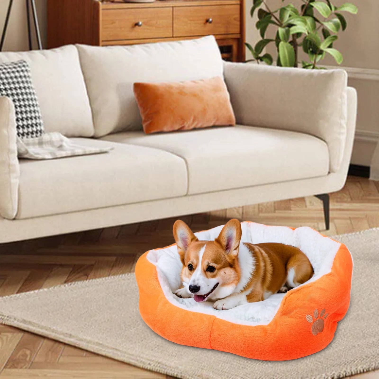 Dog Beds for Small Dogs Puppy Bed Pet Cats Bed with Removable Cushion for Indoor Cats Dogs, Orange