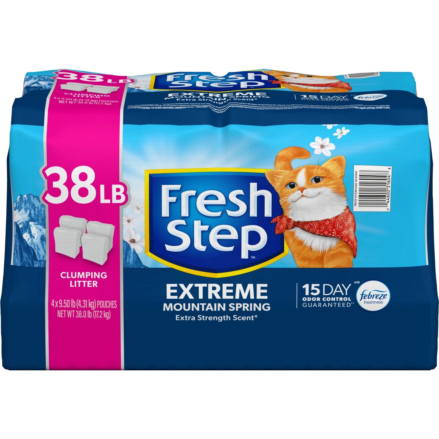 Extreme Scented Clumping Cat Litter with Febreze, Mountain Spring, 38 Lbs