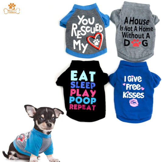 Set of 4 Dog Apparel for Small Dogs and Cats - Stylish Shirts for Male Small Dogs