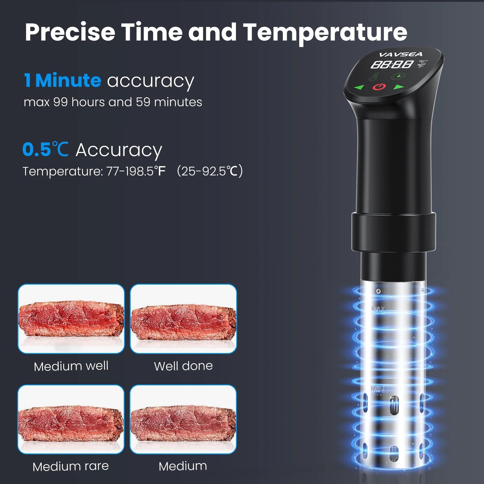 Sous Vide Machines, Precision Cooker, Waterproof Immersion Circulator with Digital Touch Screen and Accurate Temperature Time Control, Sous Vide Device for Home Kitchen