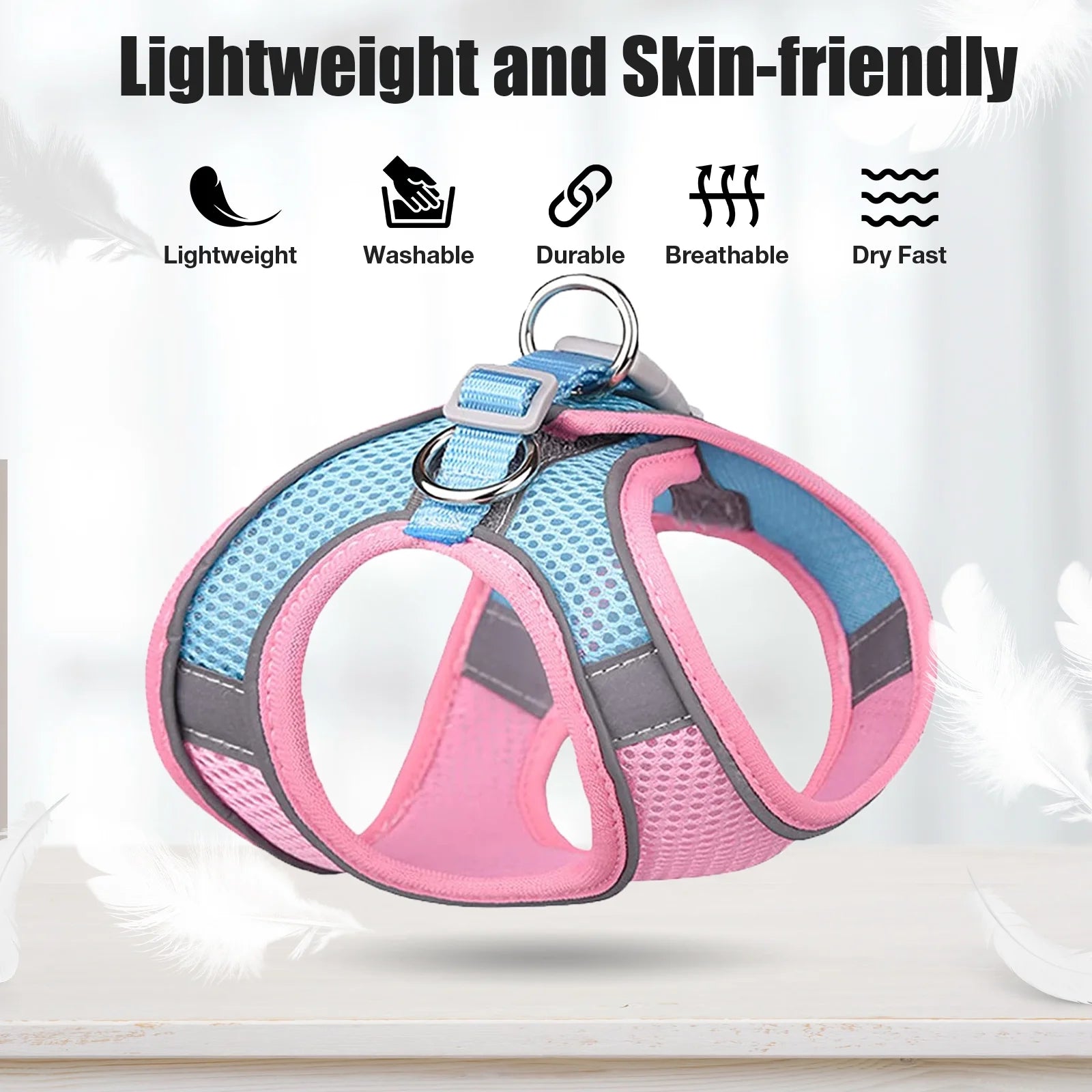Escape-Proof Cat Harness and Leash Set, Adjustable Reflective Vest for Small and Large Pets, Breathable and Easy Control Design, Pink 2XS