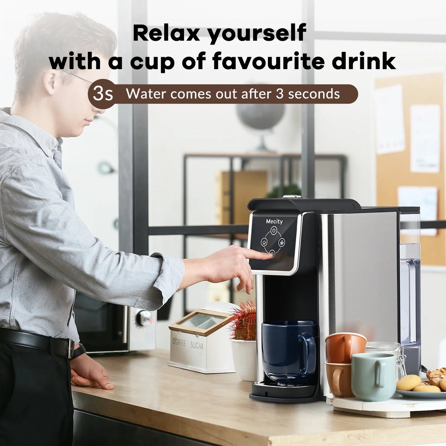 Coffee Maker 3 in 1 Single Serve Coffee Machine, Compatible with K Cup Capsules, Instant Coffee Pot, Tea Maker, 6,8,10 Oz Cup, Removable 50 Oz Water Reservoir, 120V 1150W,Black