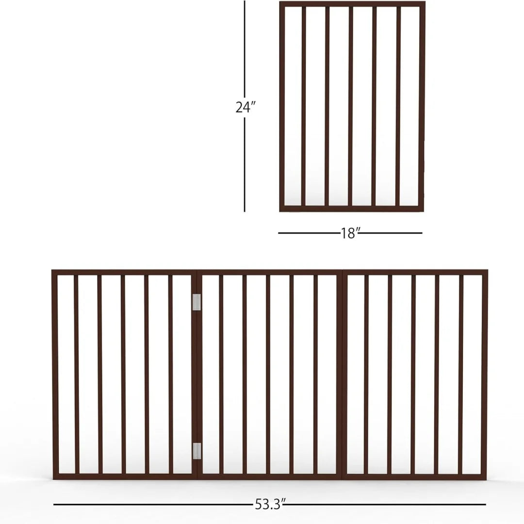 Foldable Pet Gate - 24-Inch Free-Standing Step-Over Barrier for Small Dogs and Cats, Lightweight, Easy to Install, Crafted from Premium Pine Wood