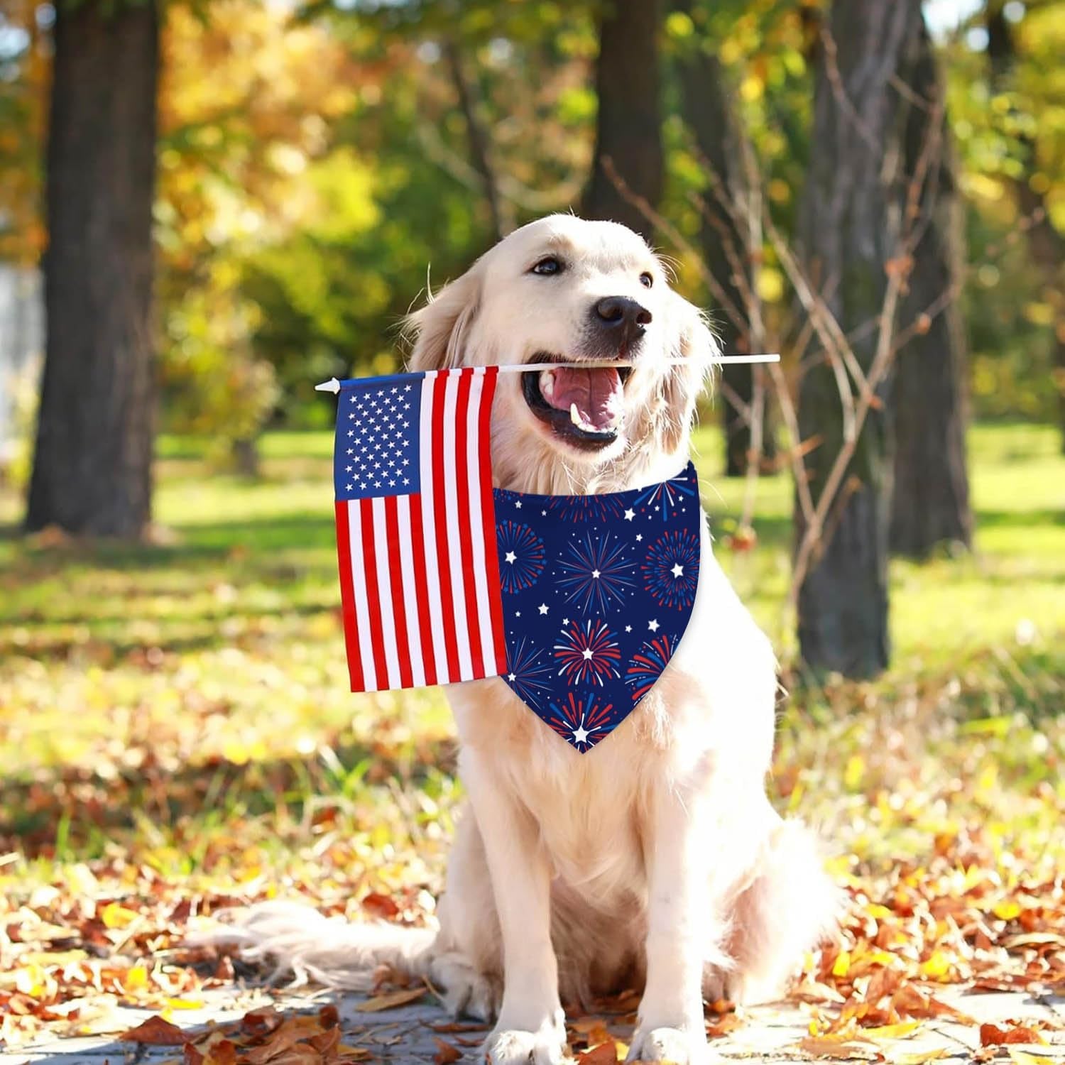 4Th of July Dog Bandanas, Adjustable American Flag Holiday Party Pet Decorations