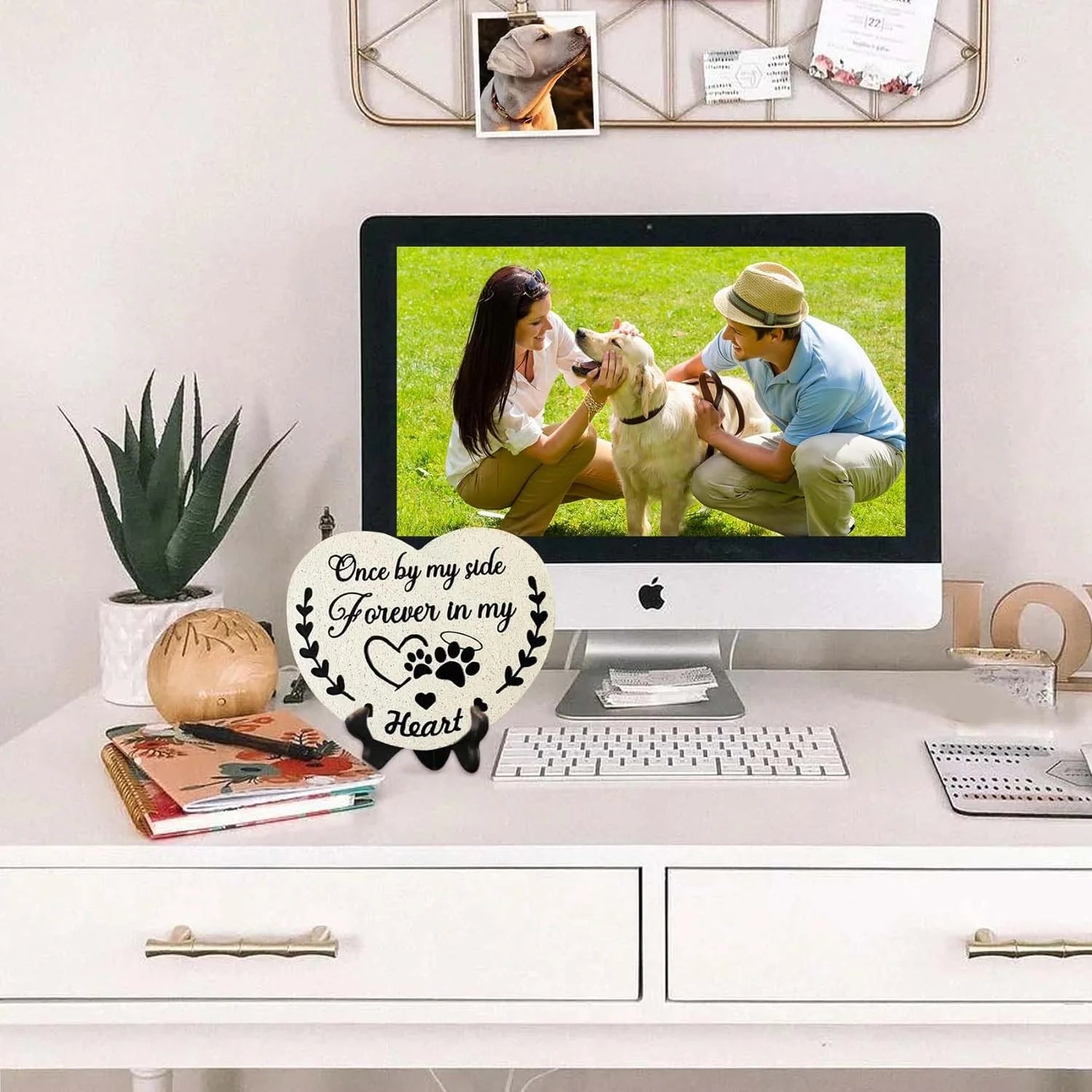 Pet Memorial Stone - Sympathy Gift for Dog or Cat Loss, Weatherproof Garden Decor with Hand-Carved Poem