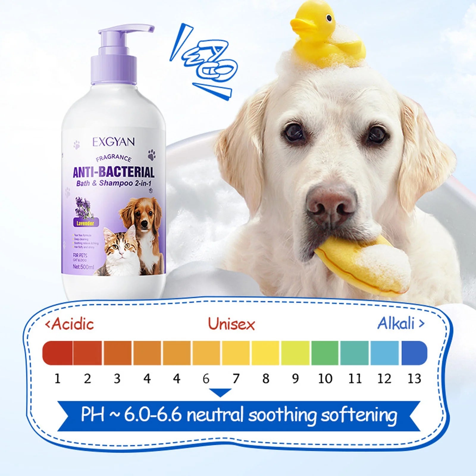Deals of the Day Clearance!  2-In-1 Pet Lavender Bath and Shampoo-500Ml Soothing Wash for Pets