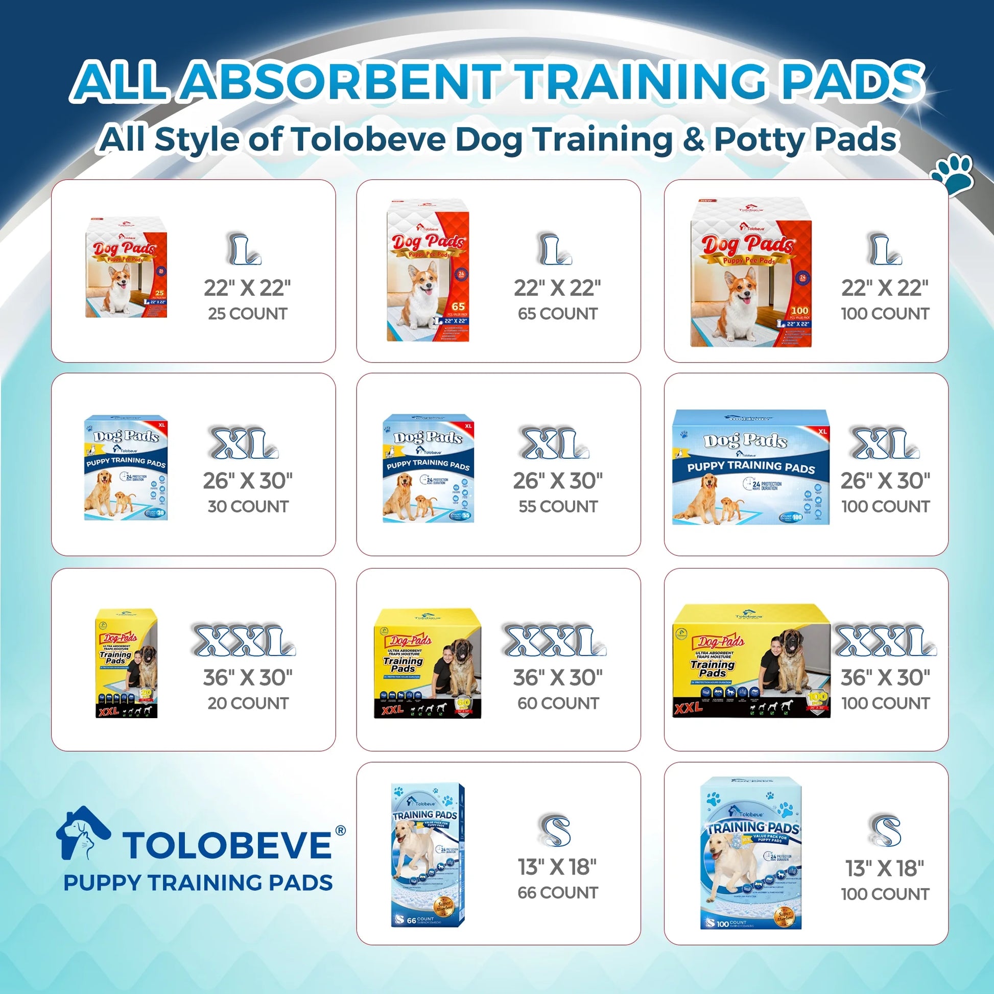 Training Pads, Dog & Puppy Pads,S, 13X18 In,100 Count,Disposable Dog Pee Pads