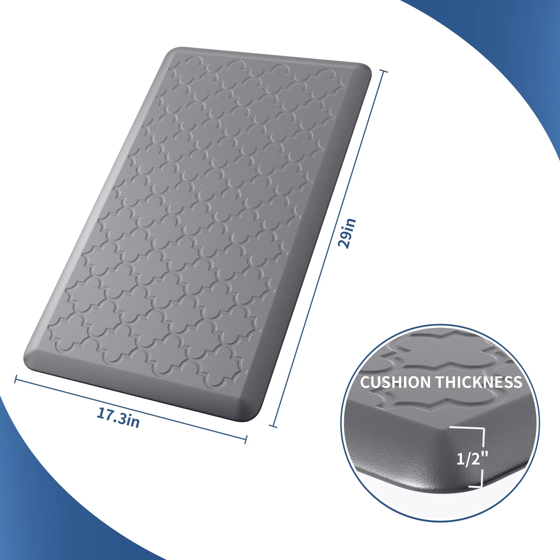 Kitchen Mat anti Fatigue Mats for Kitchen Gray Kitchen Rug Memory Foam Ergonomic Rug 17"X 29"