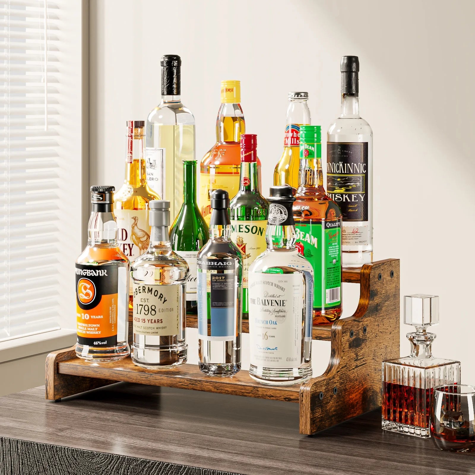 3-Tier Wood Step Shelf Spice Rack and Organizer