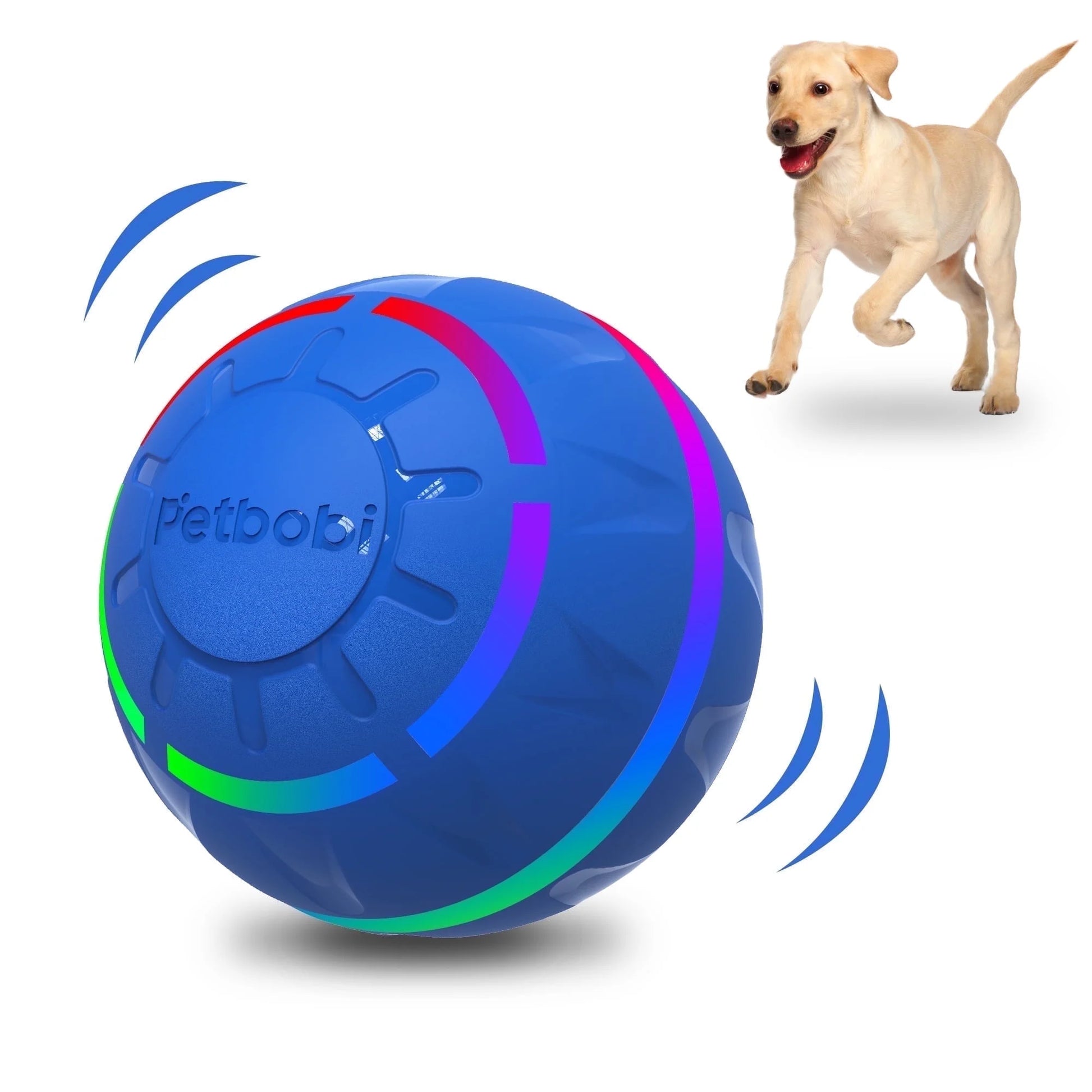 Interactive LED Dog Ball - Rechargeable Moving Toy for Medium to Large Dogs, Blue
