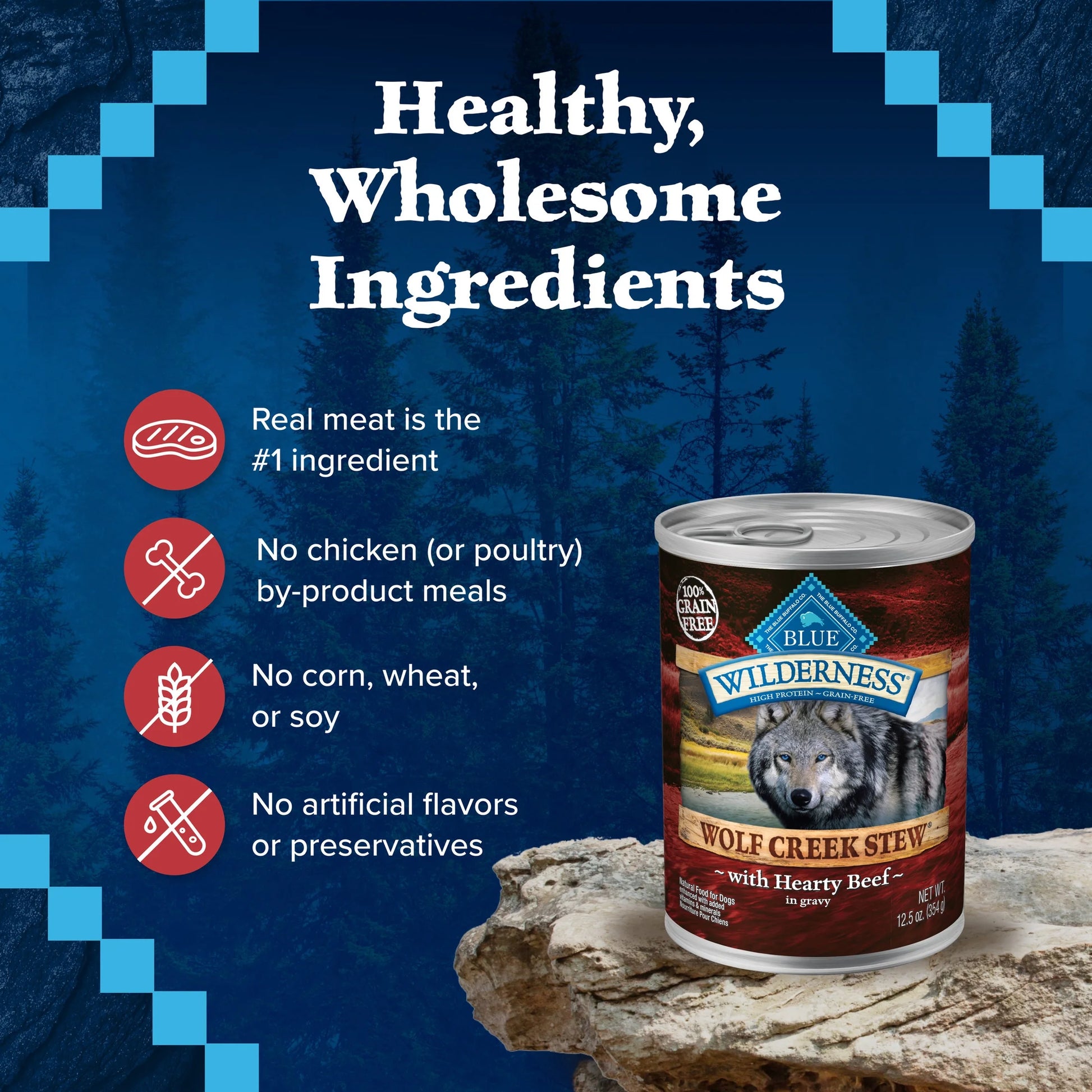 Wilderness Wolf Creek Stew Wet Dog Food with Hearty Beef in Gravy, 12.5-Ounce Can