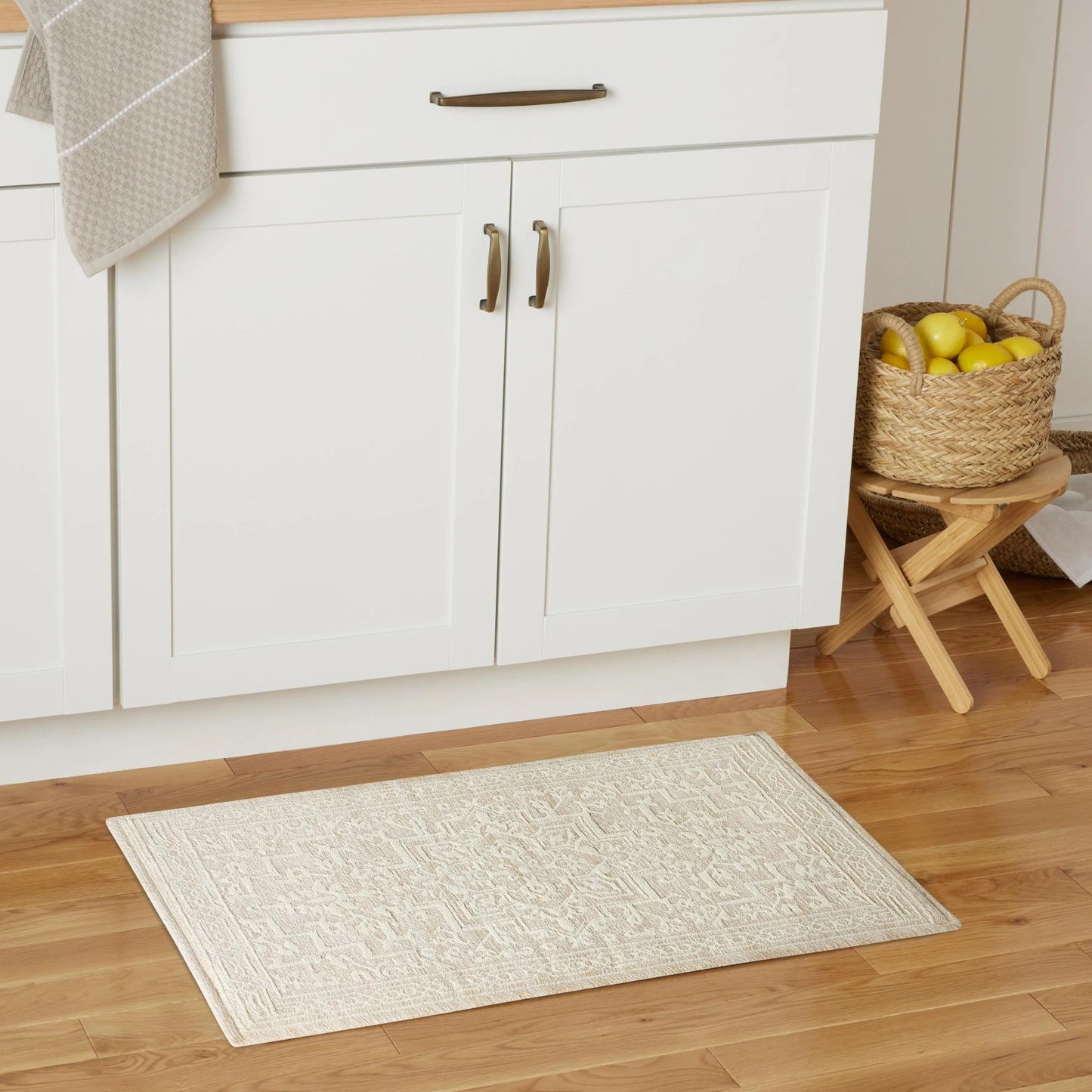 Darby Persian Chenille Kitchen Comfort Mat, Tan, 20”W X34”L