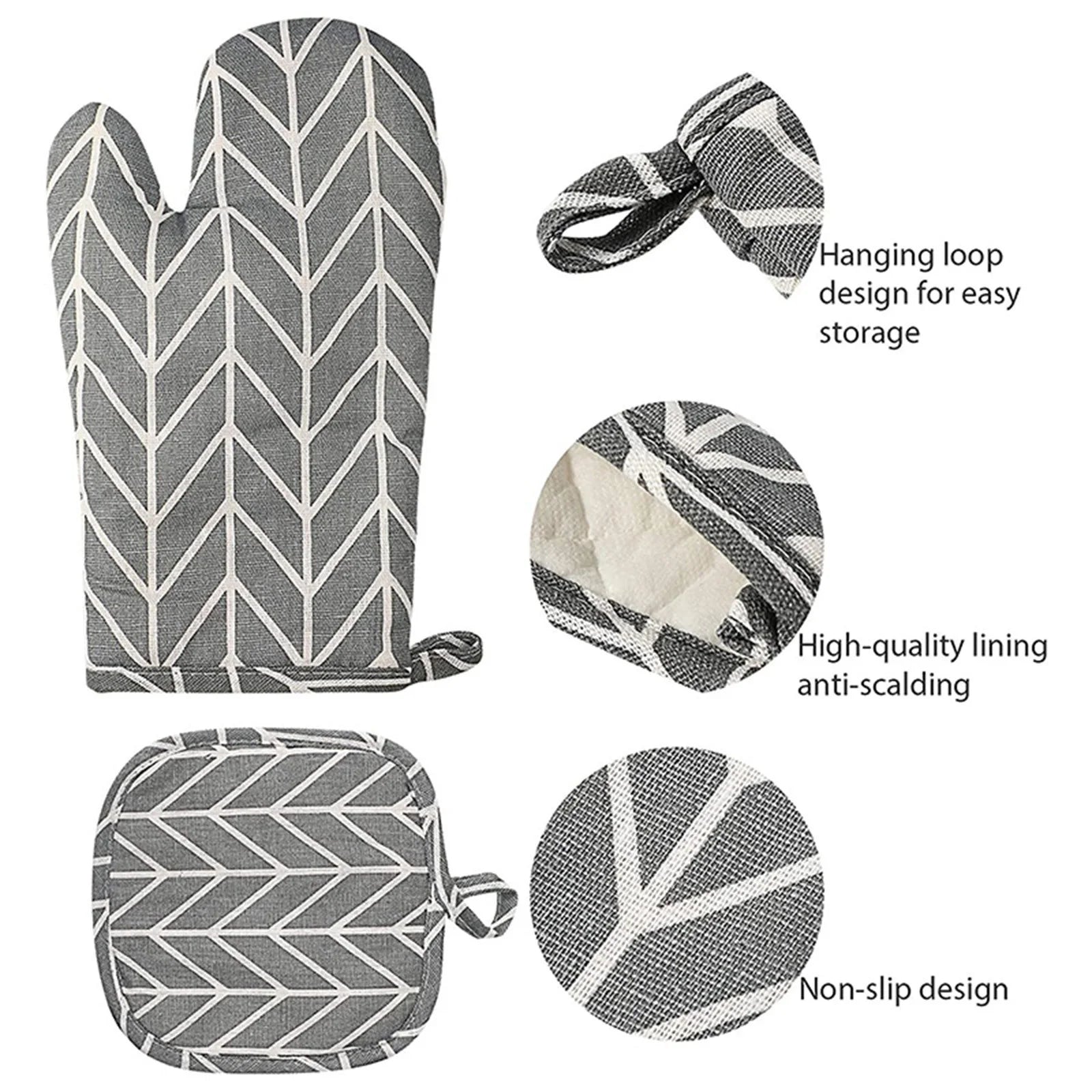 Gloves Clearance Set of 6 Oven Mitts and Pot Holders Kitchen Microwave Mitts Heat Oven Mittens and Oven Hot Mitts Pad for Cooking on Sale Kitchen Grey