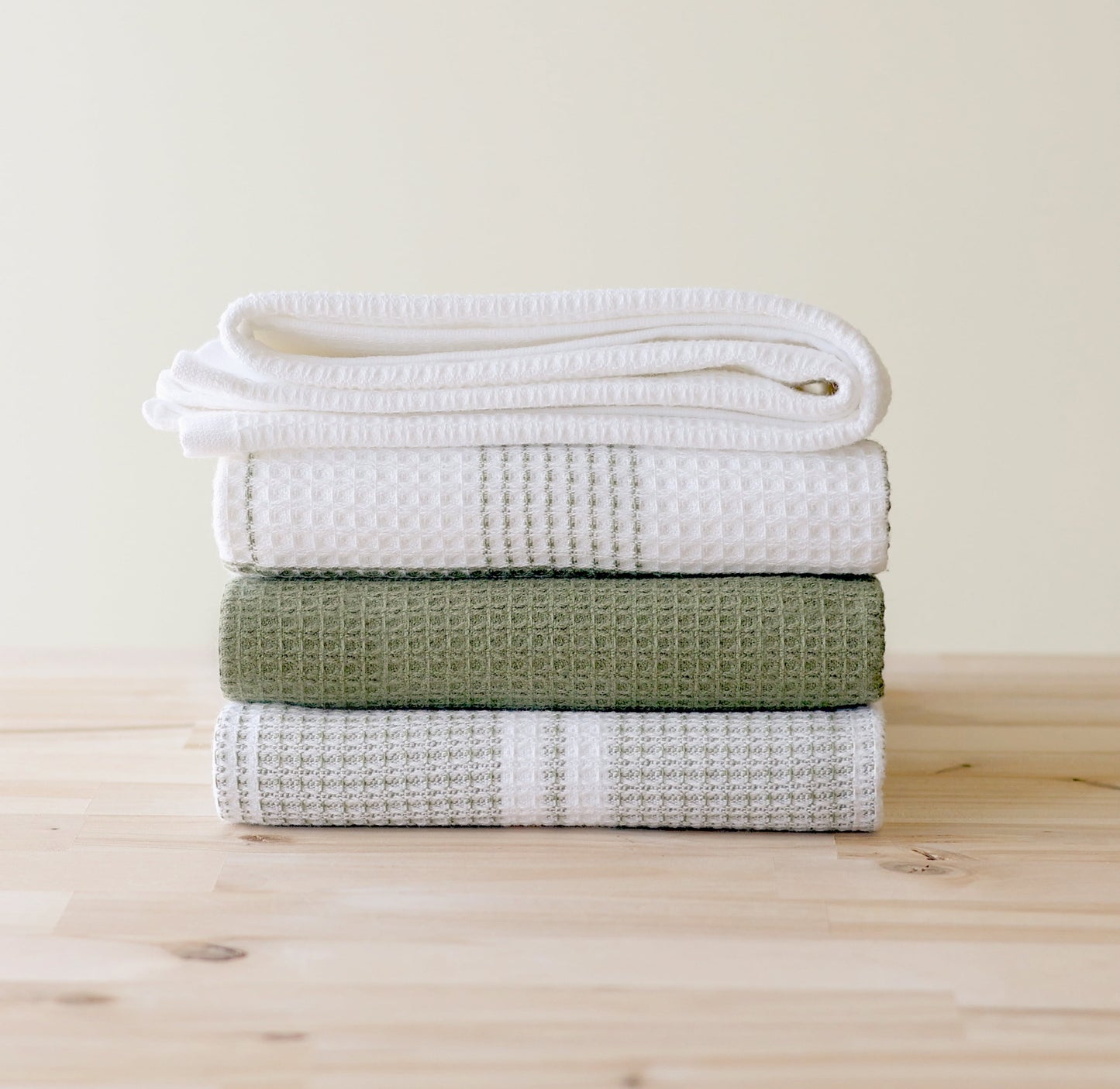 4 Piece Waffle Kitchen Towel, Green