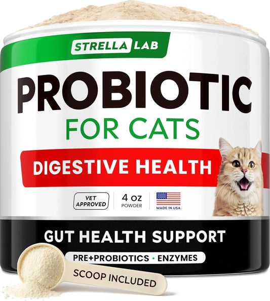 Cat Probiotic Powder - Probiotics for Cats with Diarrhea - Easy to Mix Powder - Cat Probiotics for Indoor Cats, Health Supplies Food Supplement, Pet Probiotics, Digestive Support (4 Oz)