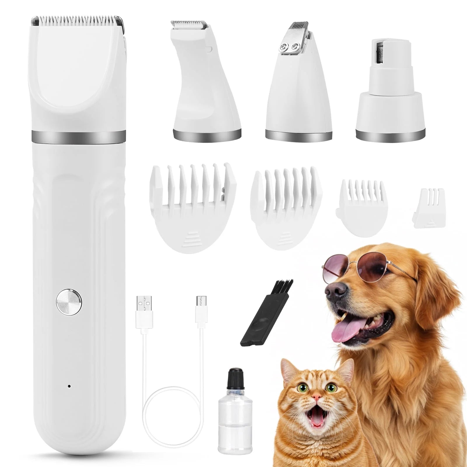 Dog Clippers, Dog Grooming Kit for Thick Hair, Thick Coats, Cat Clippers at Home, Rechargeable, Low Noise