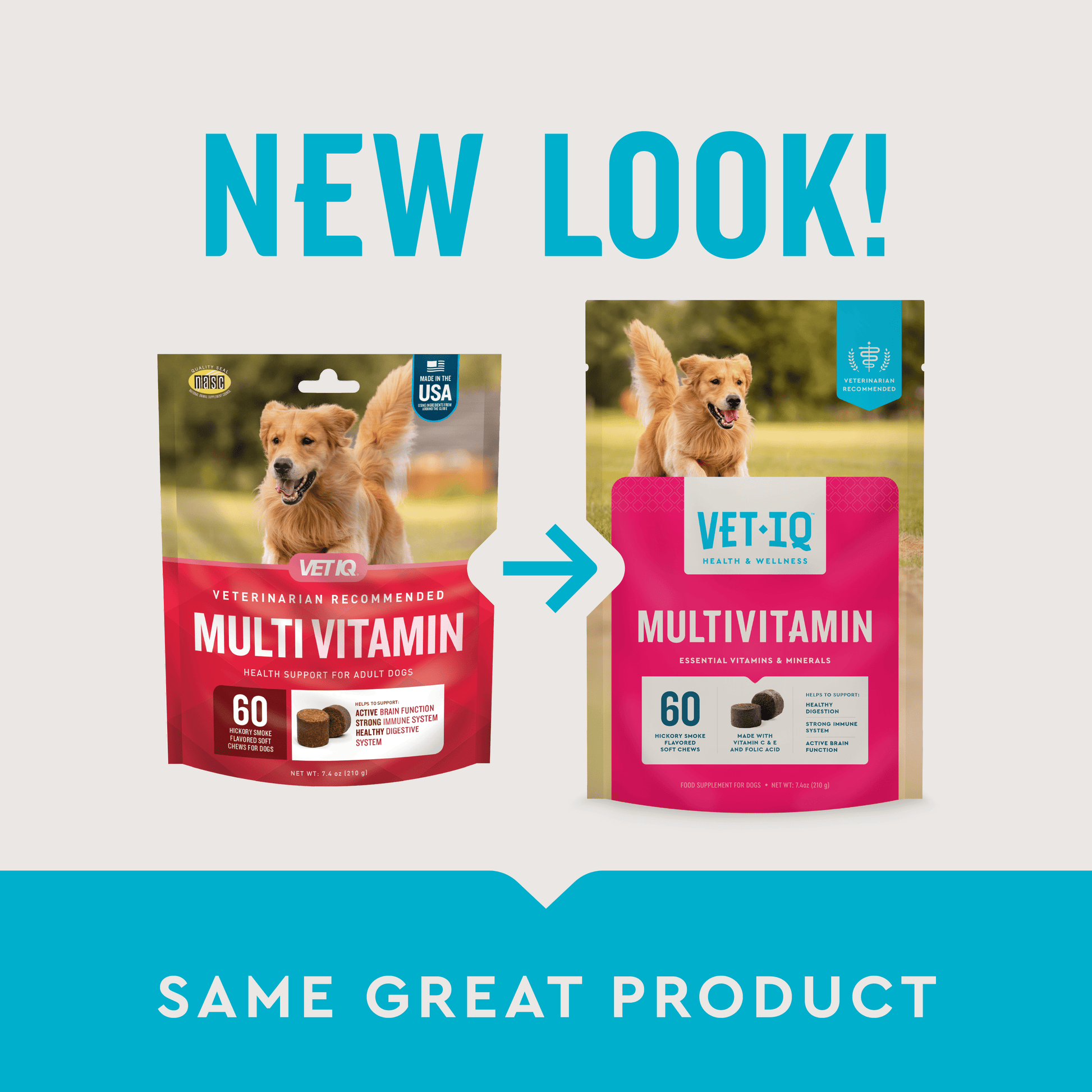 Multi Vitamin Supplement for Dogs, Hickory Smoke Flavored Soft Chews, 7.4 Oz, 60 Count