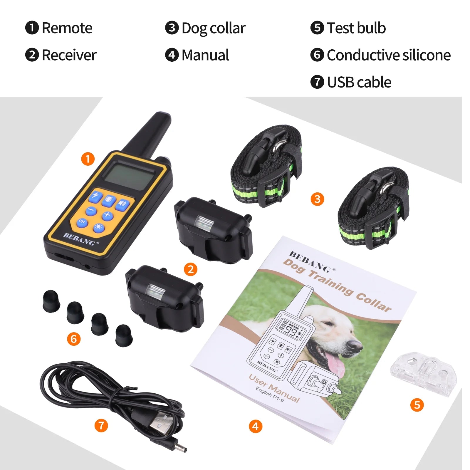 Dog Training Collars for 2 Dogs, Dog Shock Collar with Remote 880Yards, 3 Modes Beep Vibration Shock, Waterproof, LED Light for Training Small Medium Large Dogs