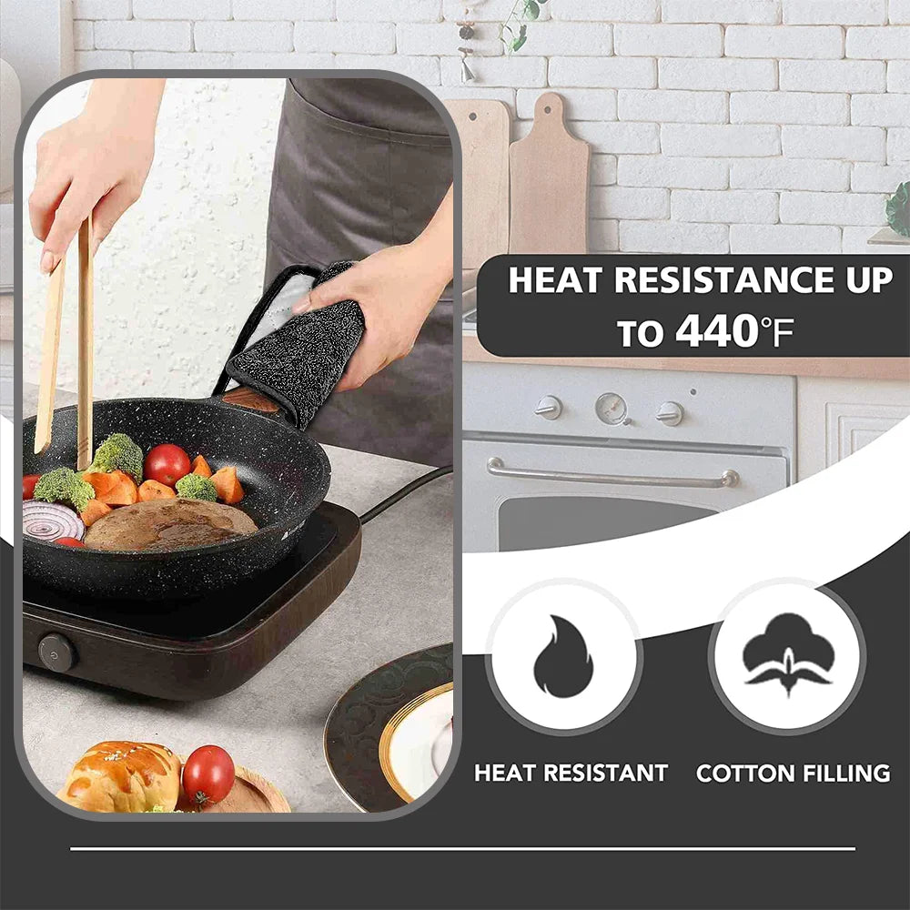 Kitchen Pot Holders Sets Heat Resistant Pot Holder Cotton Oven Hot Pads for Cooking Baking Set of 3 7X7" Black