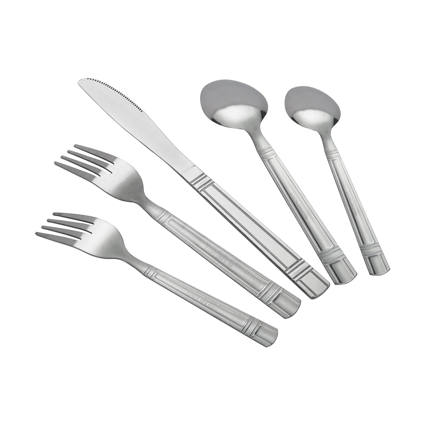 49 Piece Elena Adult Stainless Steel Flatware and Organizer Tray Value Set Silver, Service for 8