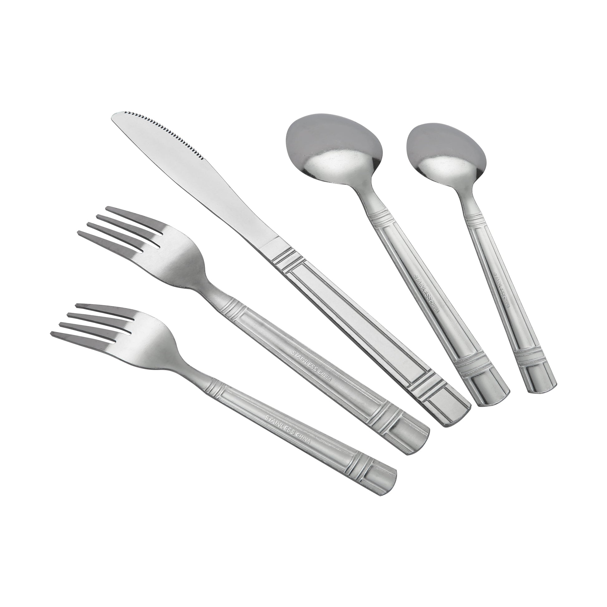 49 Piece Elena Adult Stainless Steel Flatware and Organizer Tray Value Set Silver, Service for 8