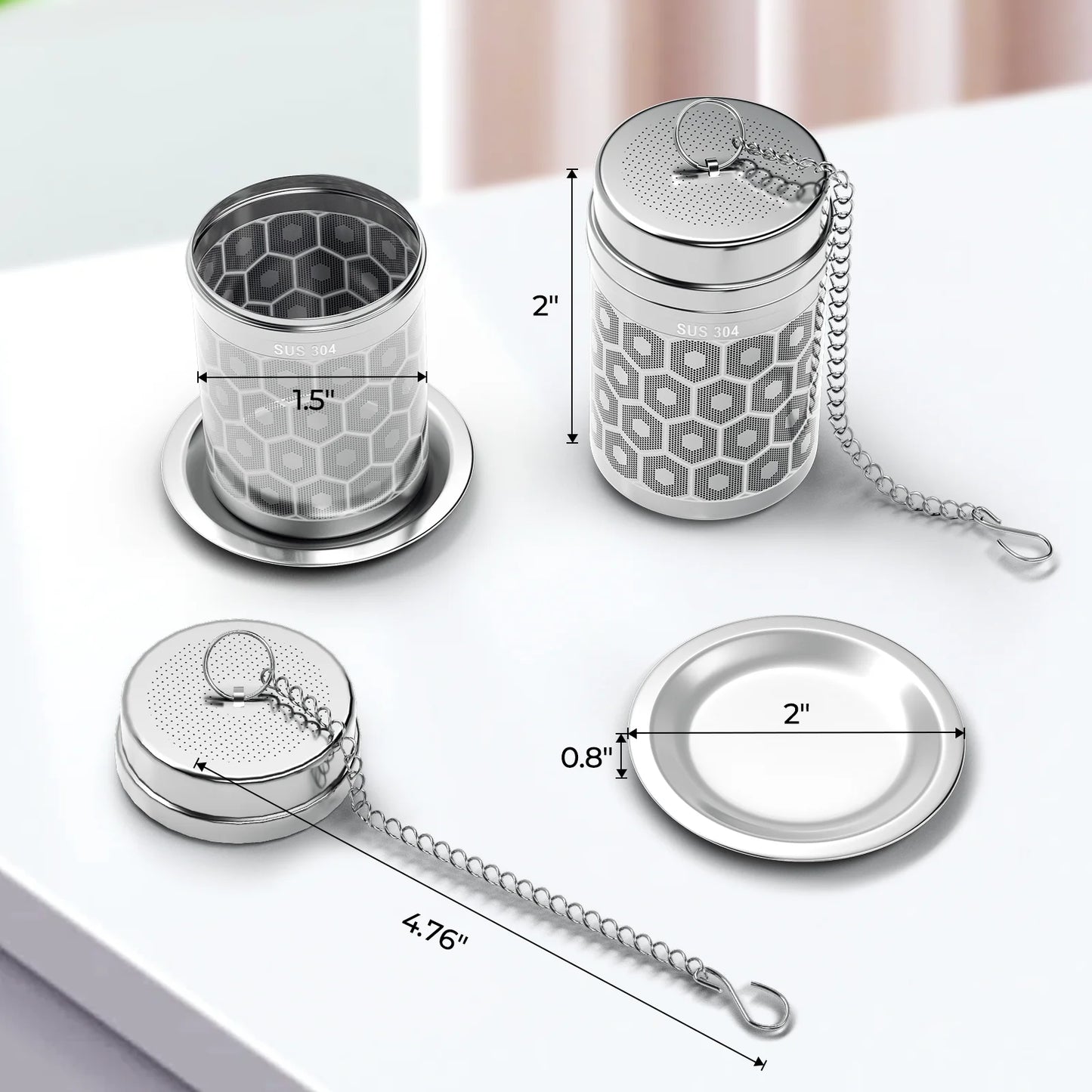 304 Stainless Steel Tea Strainers for Loose Tea Extra Fine Mesh Tea Infuser
