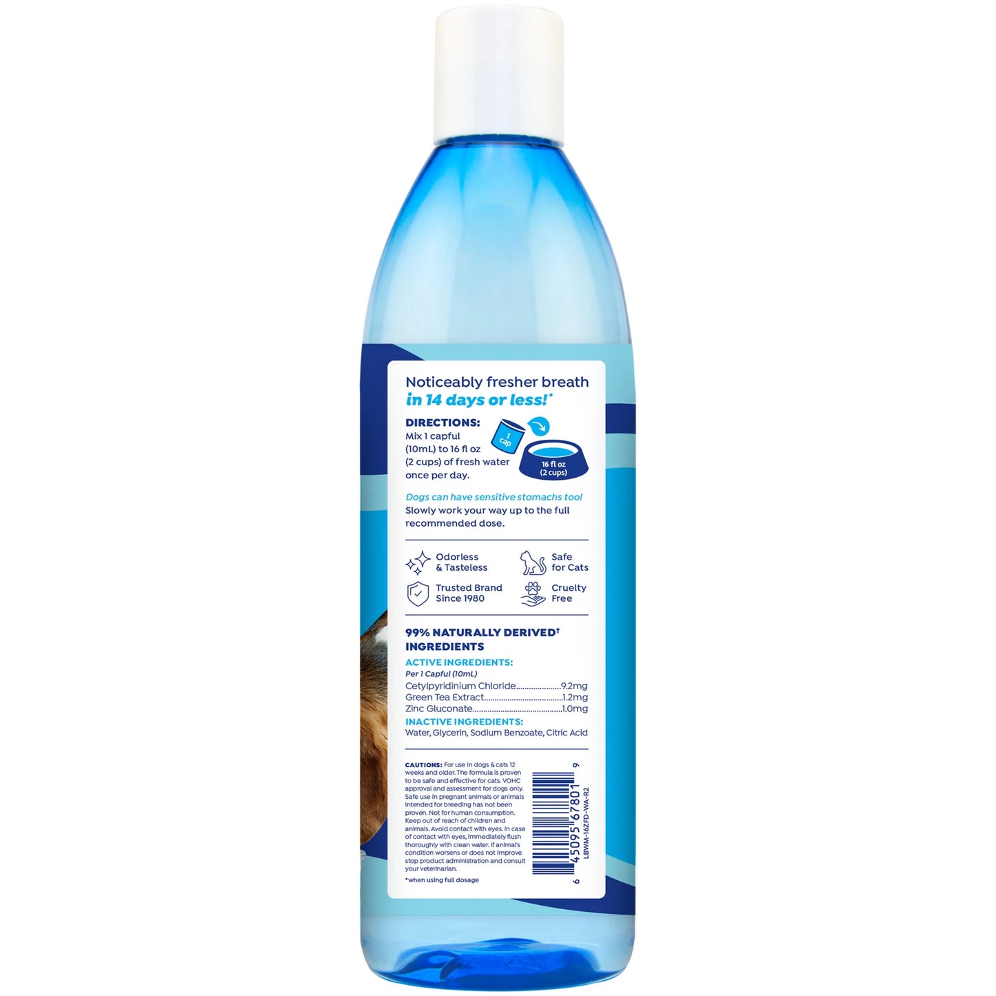 Fresh Dental Breath Freshener & Teeth Cleaning Water Additive for Dogs, 16 Oz Bottle