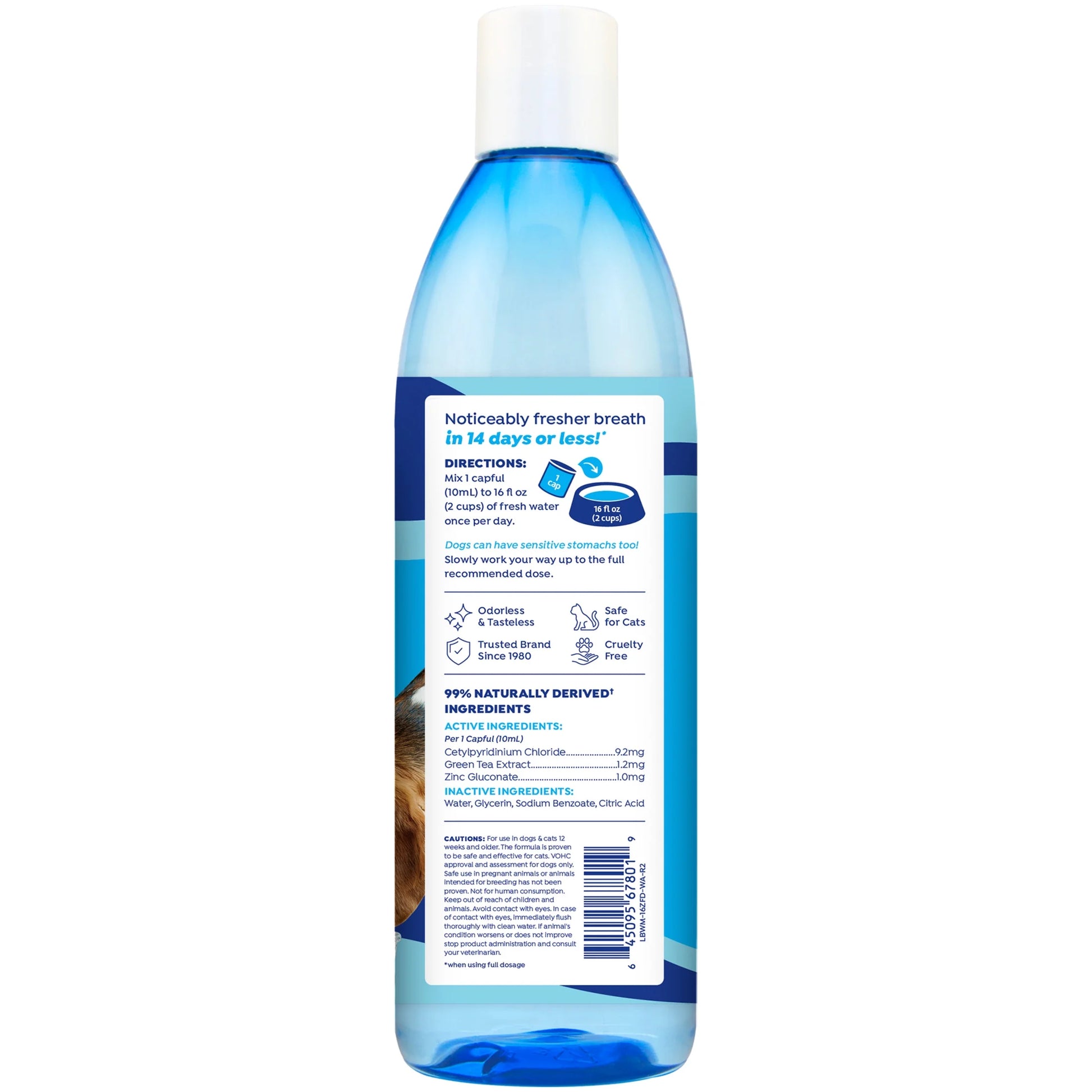 Fresh Dental Breath Freshener & Teeth Cleaning Water Additive for Dogs, 16 Oz Bottle