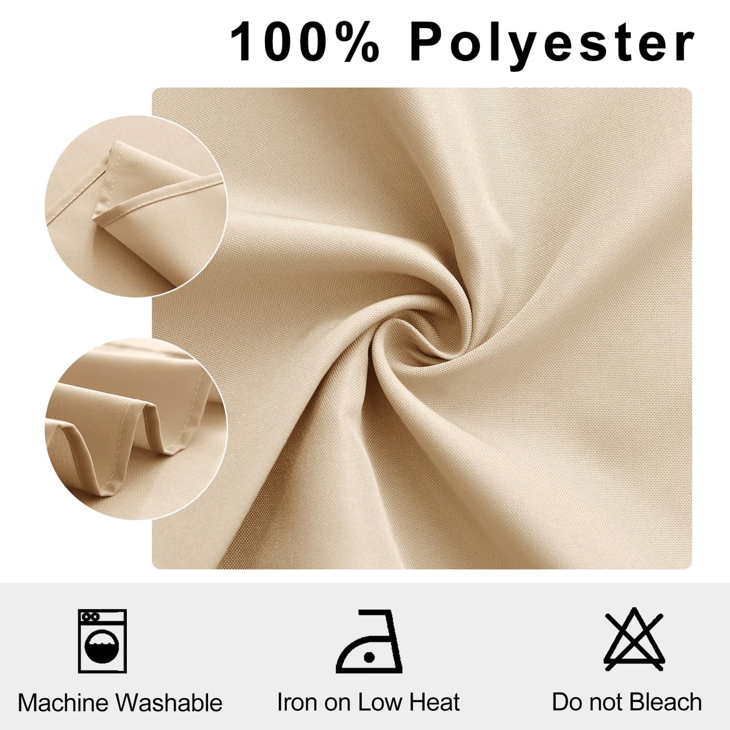 Cloth Dinner Napkin Set of 6, 18 X 18 Inch, Soft Reusable Absorbent Cloth Napkins for Wedding, Banquet, Restaurant, Hotel and Home, Polyester Blend, Beige