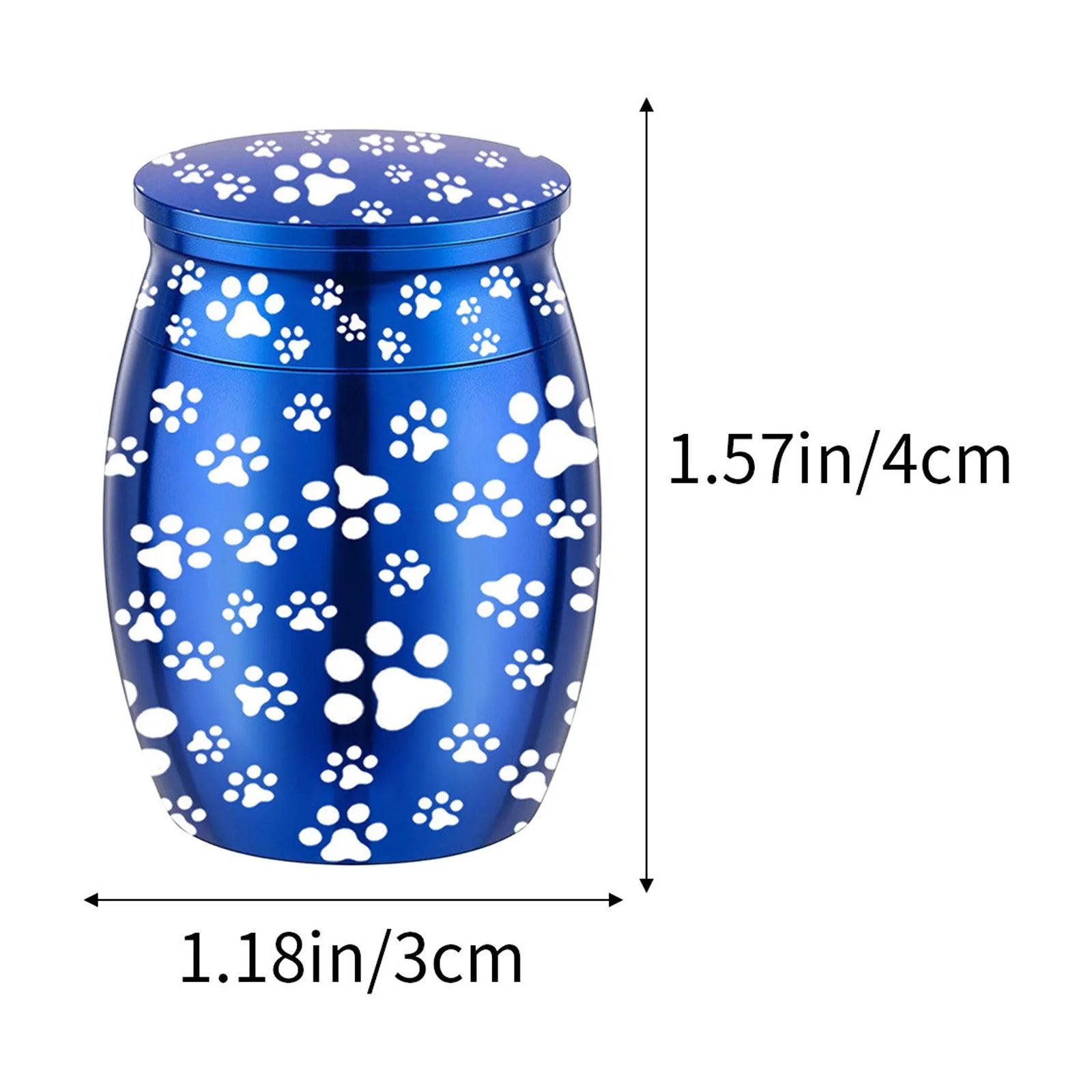Indoor and Outdoor Decorations Metal Pet Urn Engraved Dog Paw Memorial Pet Urn Funeral Small Animals Cats Urns Blue