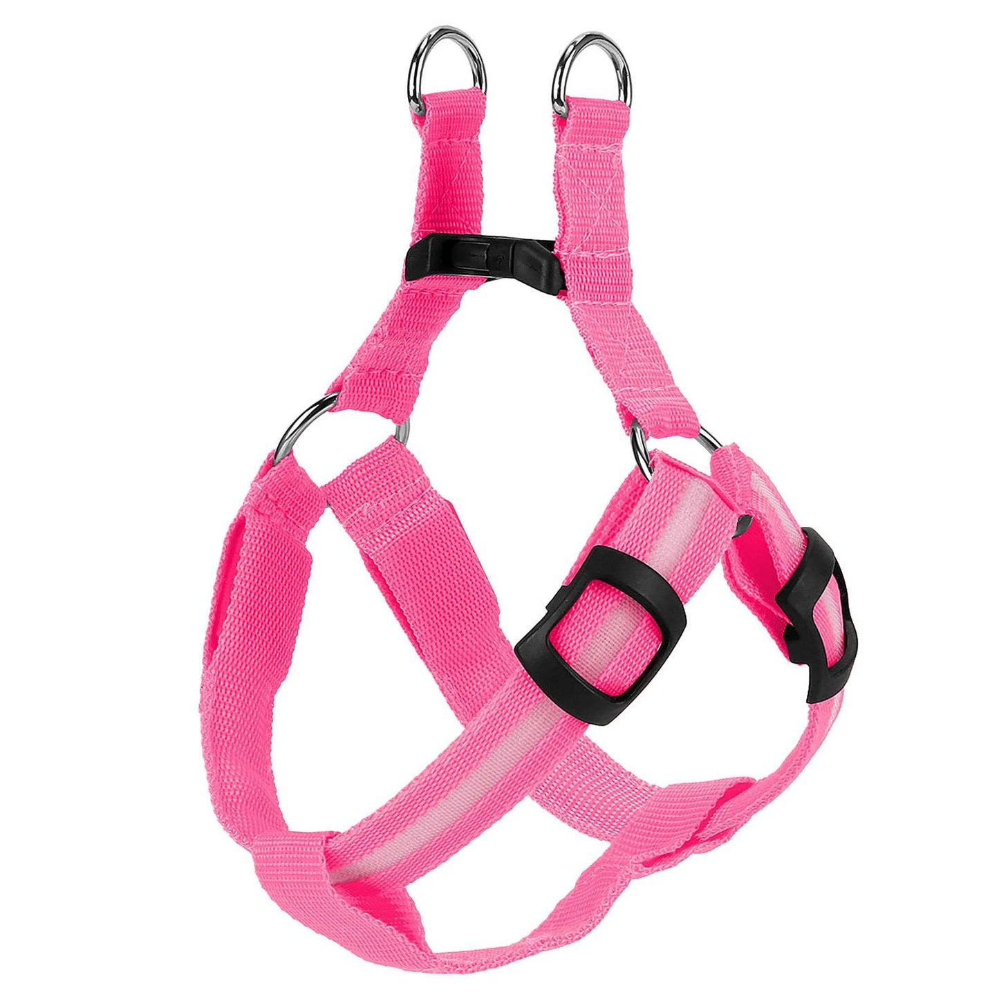 Light up Dog Harness, USB Rechargeable No Pull Dog Vest Reflective Harness for Small Medium Large Pets (S, Pink)