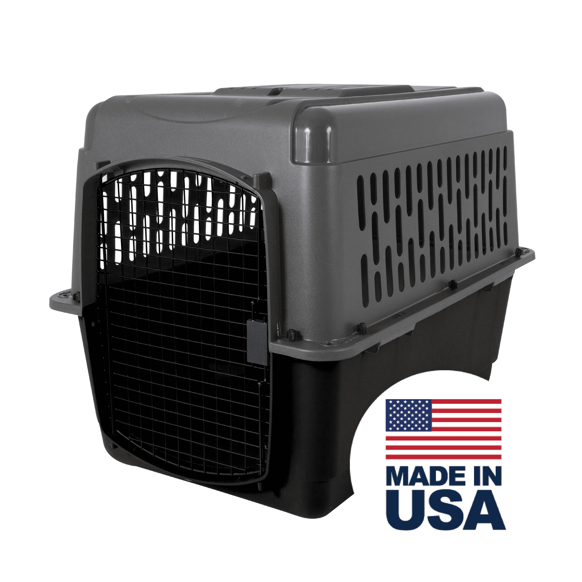 Traditional Travel Dog Kennel - Portable Plastic Carrier for Medium to Large Dogs (36", 50-70 lbs), Gray