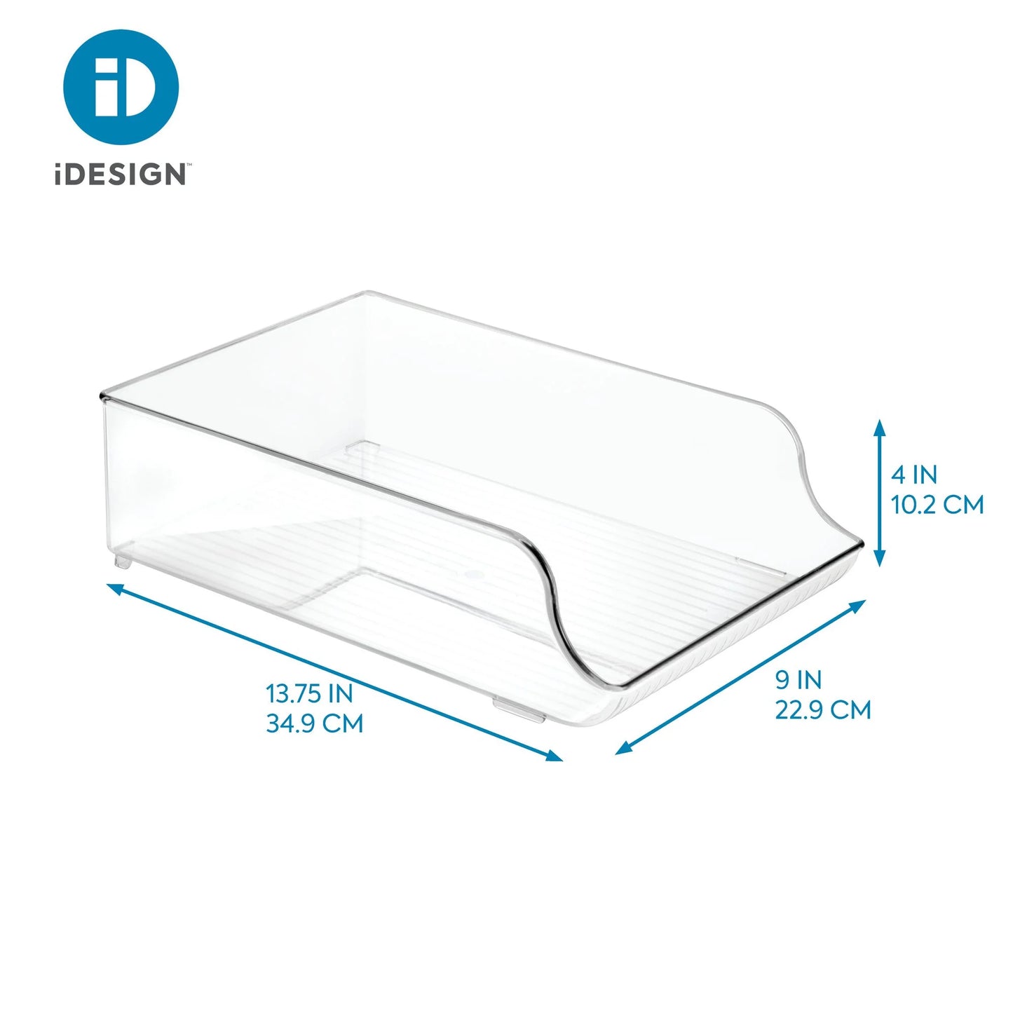 Recycled Plastic Water Bottle Fridge Organizer Bin for Kitchen, Basement, Garage Fridge – 13.75" X 5.75" X 5.75", Clear Plastic