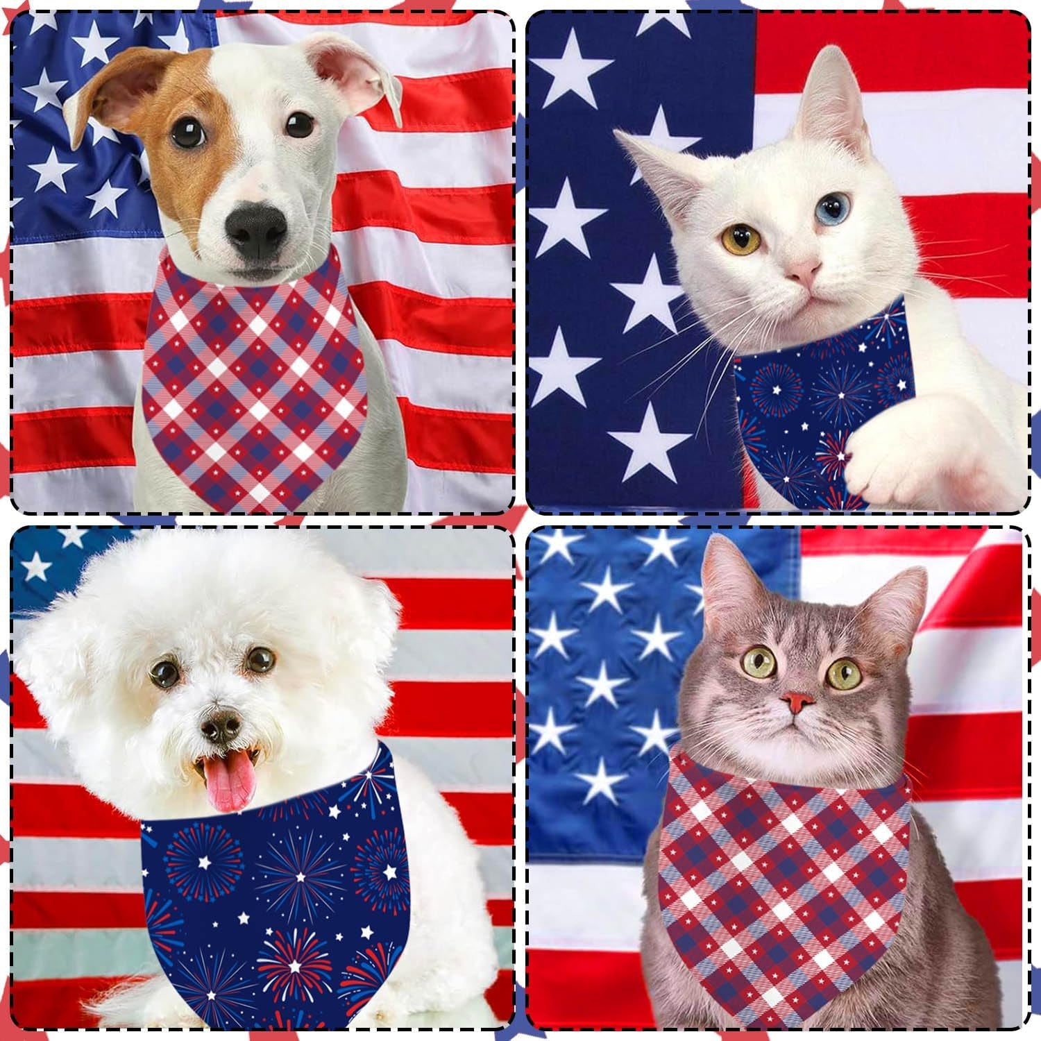 4Th of July Dog Bandanas, Adjustable American Flag Holiday Party Pet Decorations